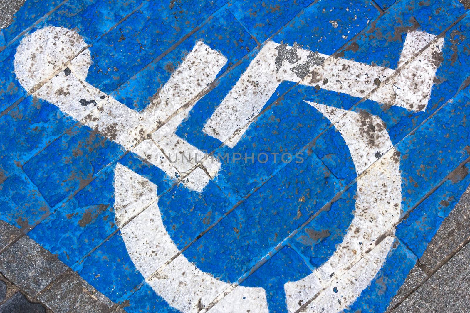 Disability symbol painted on the floor