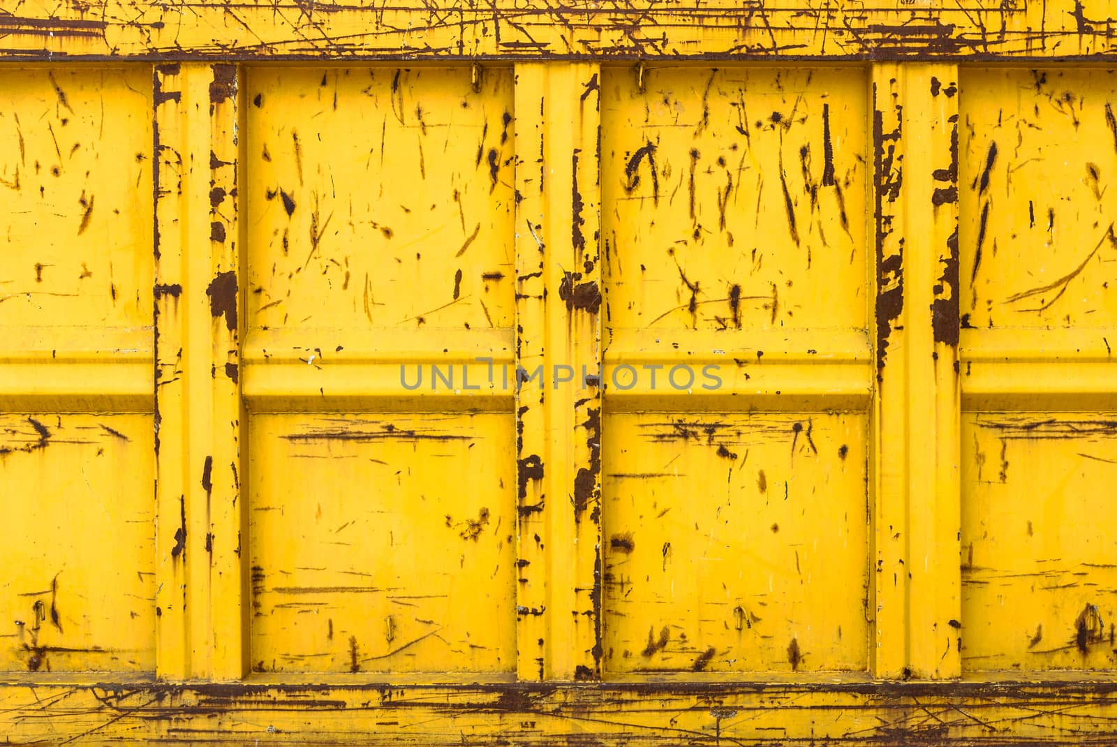 Closeup of a yellow rubble container. it can be used as background