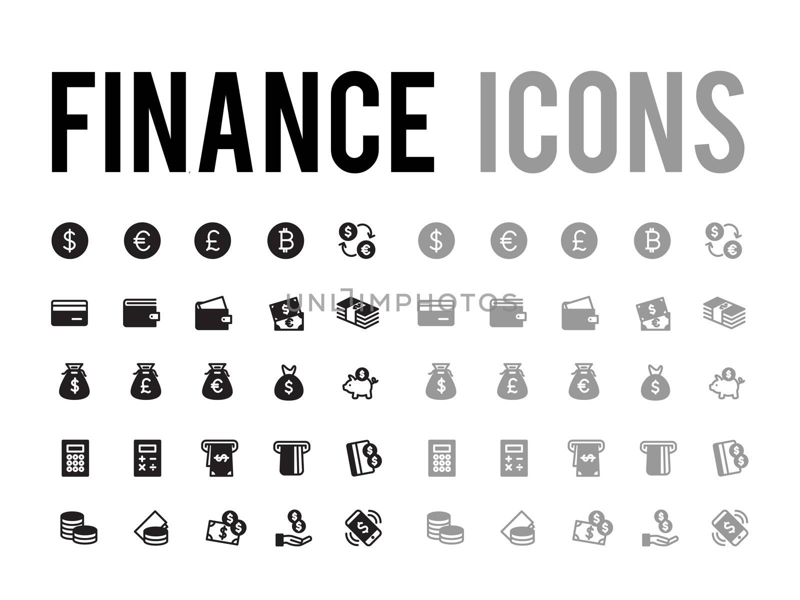 Finance, accounting payment method vector icon set by cougarsan