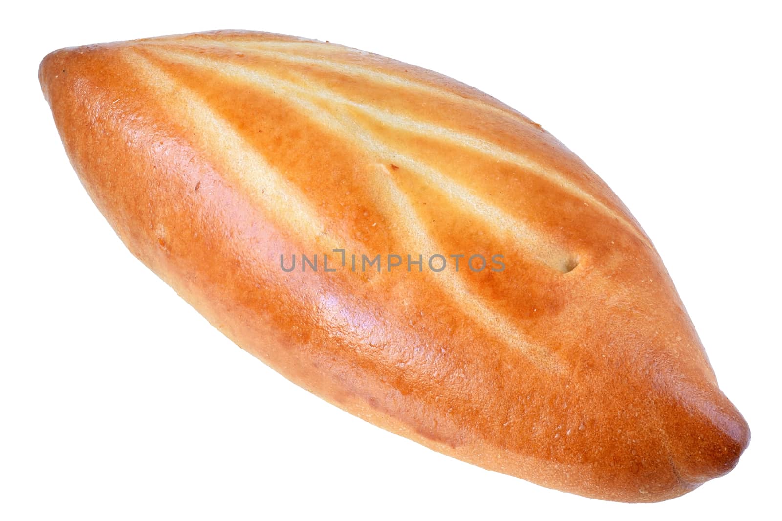 sweet bun with filling isolated on white background.