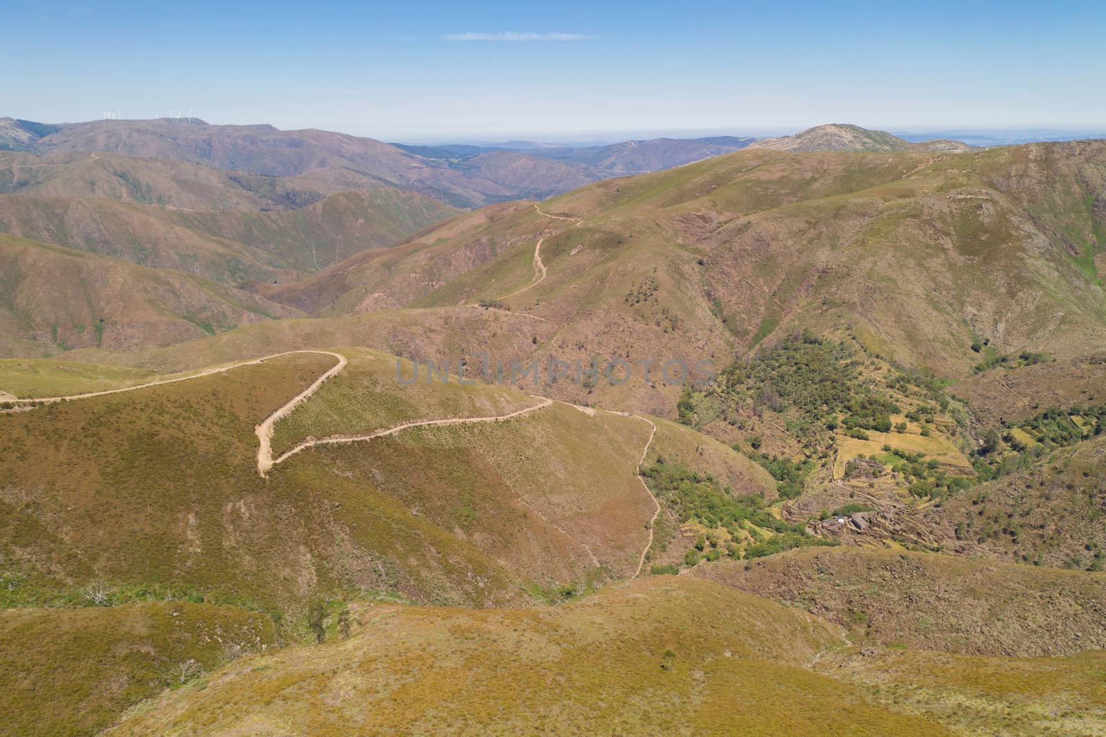 Covas do Rio drone aerial view in Serra da Freita Arouca Geopark, in Portugal by Luispinaphotography