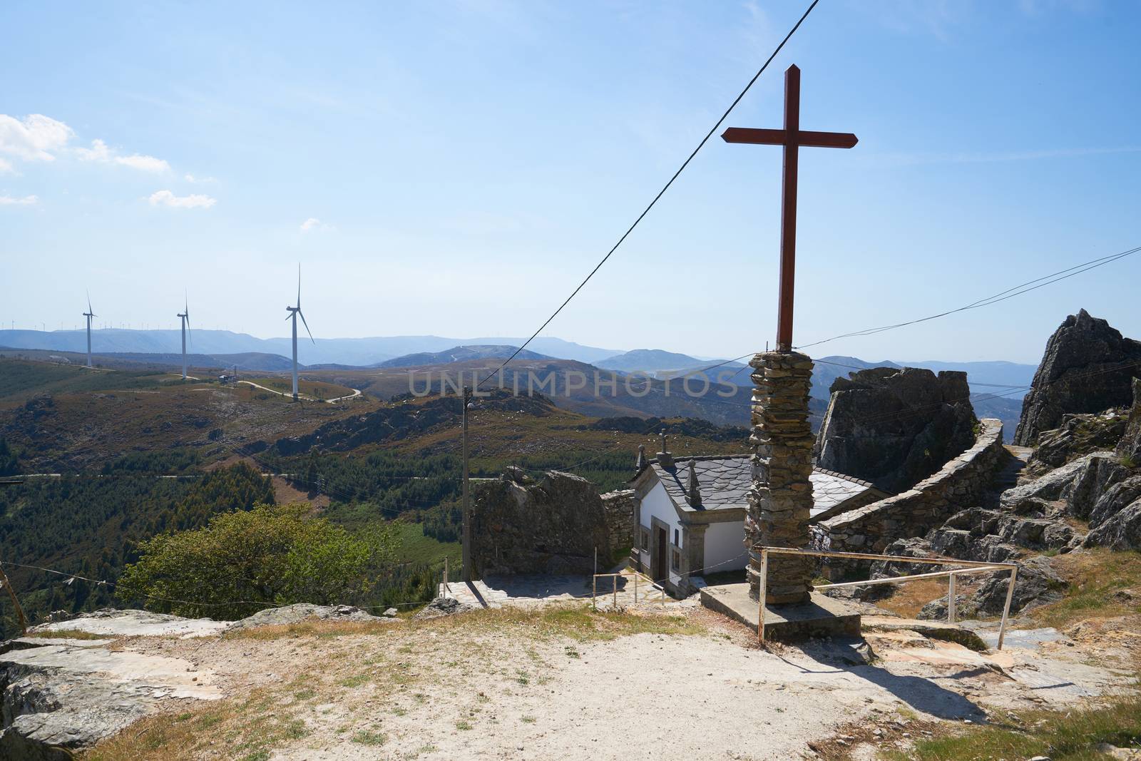 Sao Macario Sanctuary landscape view in Arouca Serra da Freita, Portugal