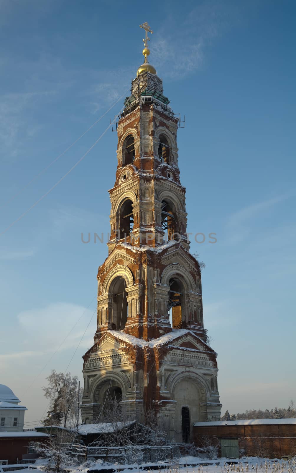 Russian ancient bell tower in the winter by nemo269