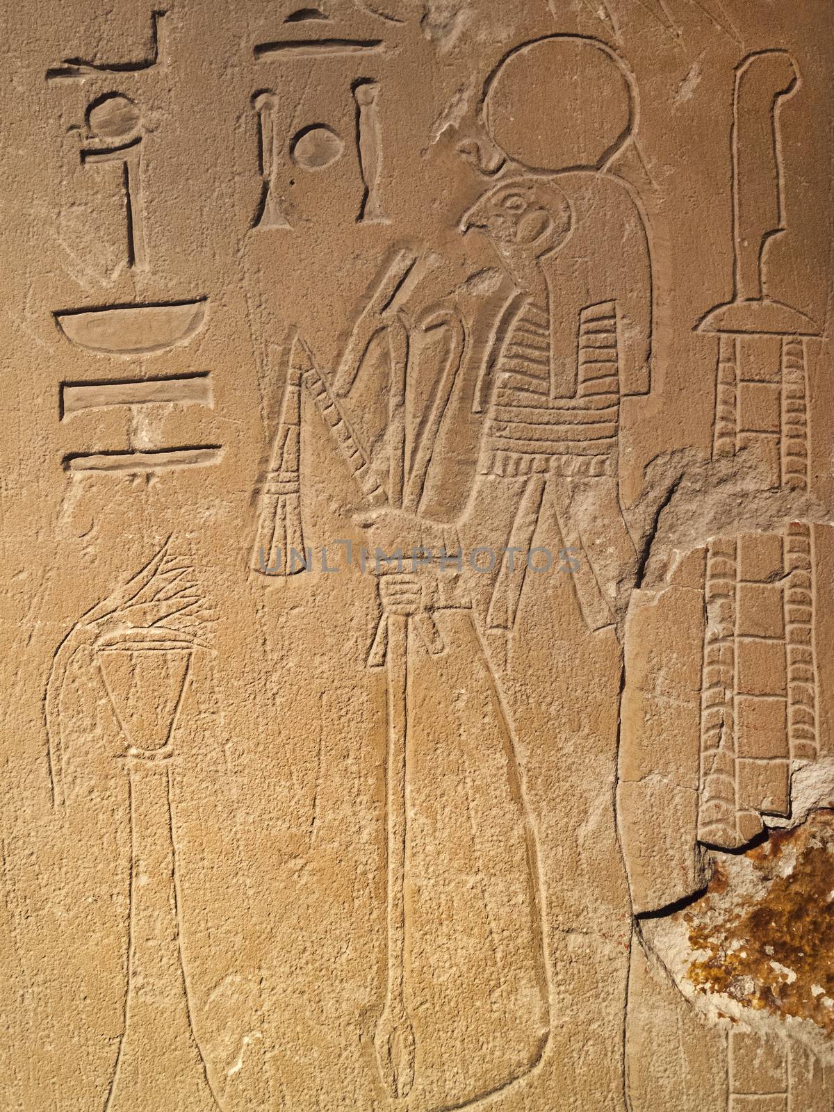 Ancient Egypt tomb hieroglyphs stone wall background