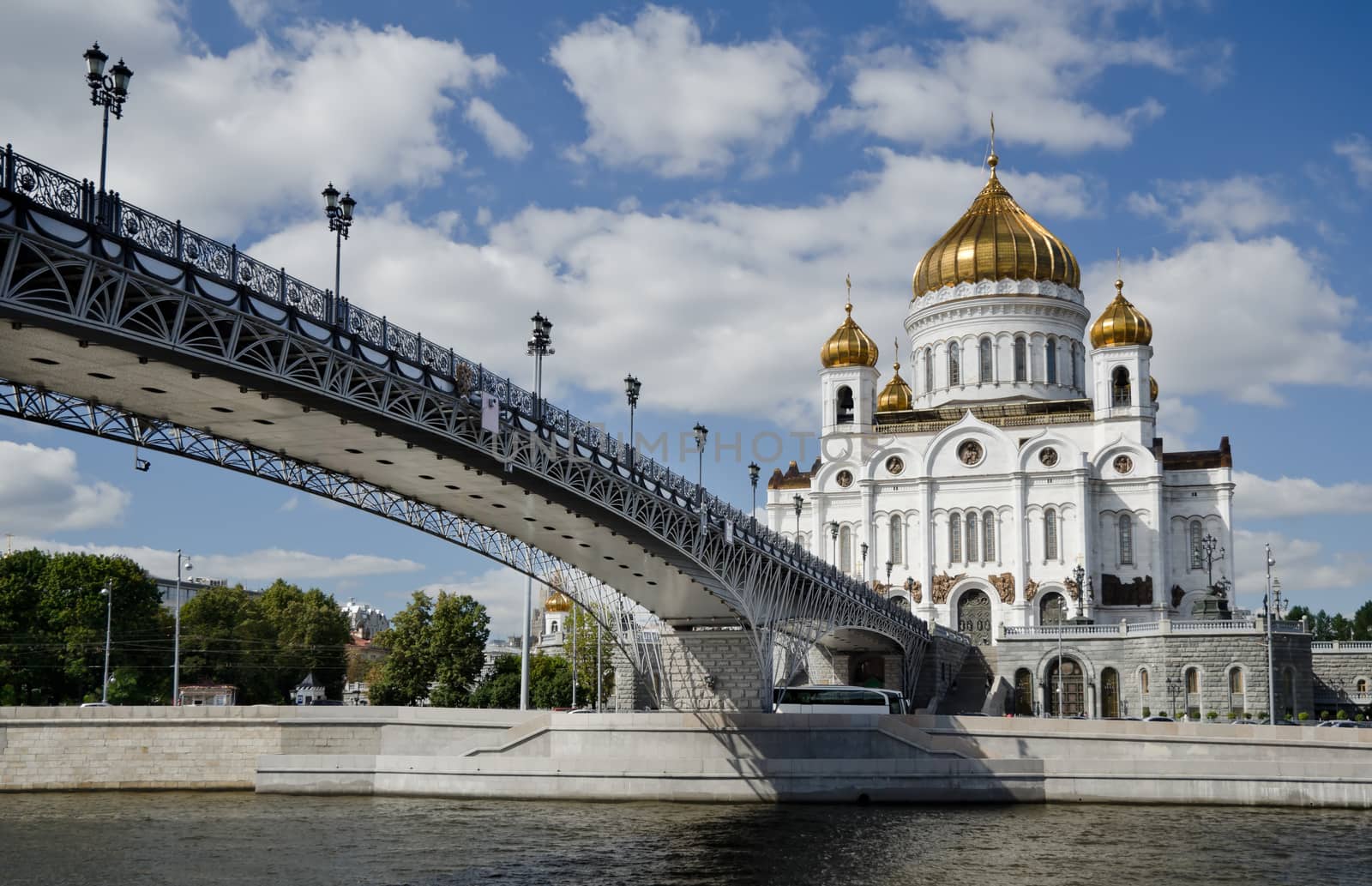 Moscow Cathedral of Christ the Saviour. View from the bridge at sunny summer day.