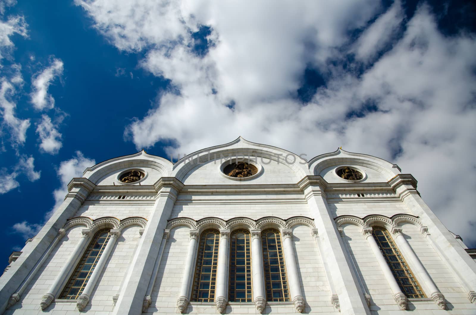 Moscow Cathedral of Christ the Saviour. View up from the ground.