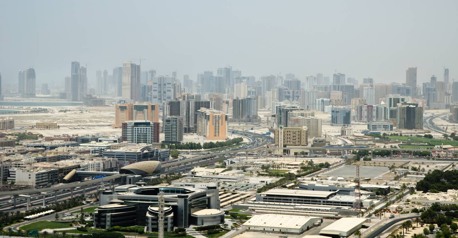 Aerial view of Dubai city with apartments and skyscraper (United Arab Emirates)