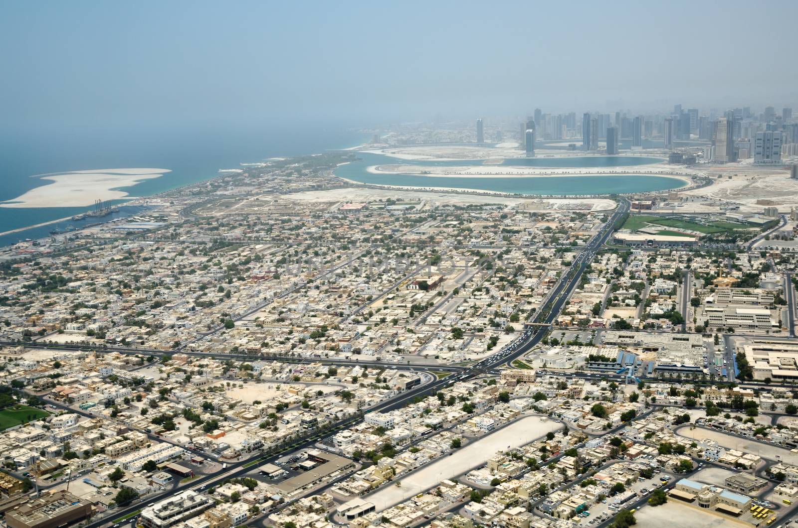 Aerial view of Dubai city with apartments and skyscraper (United Arab Emirates)