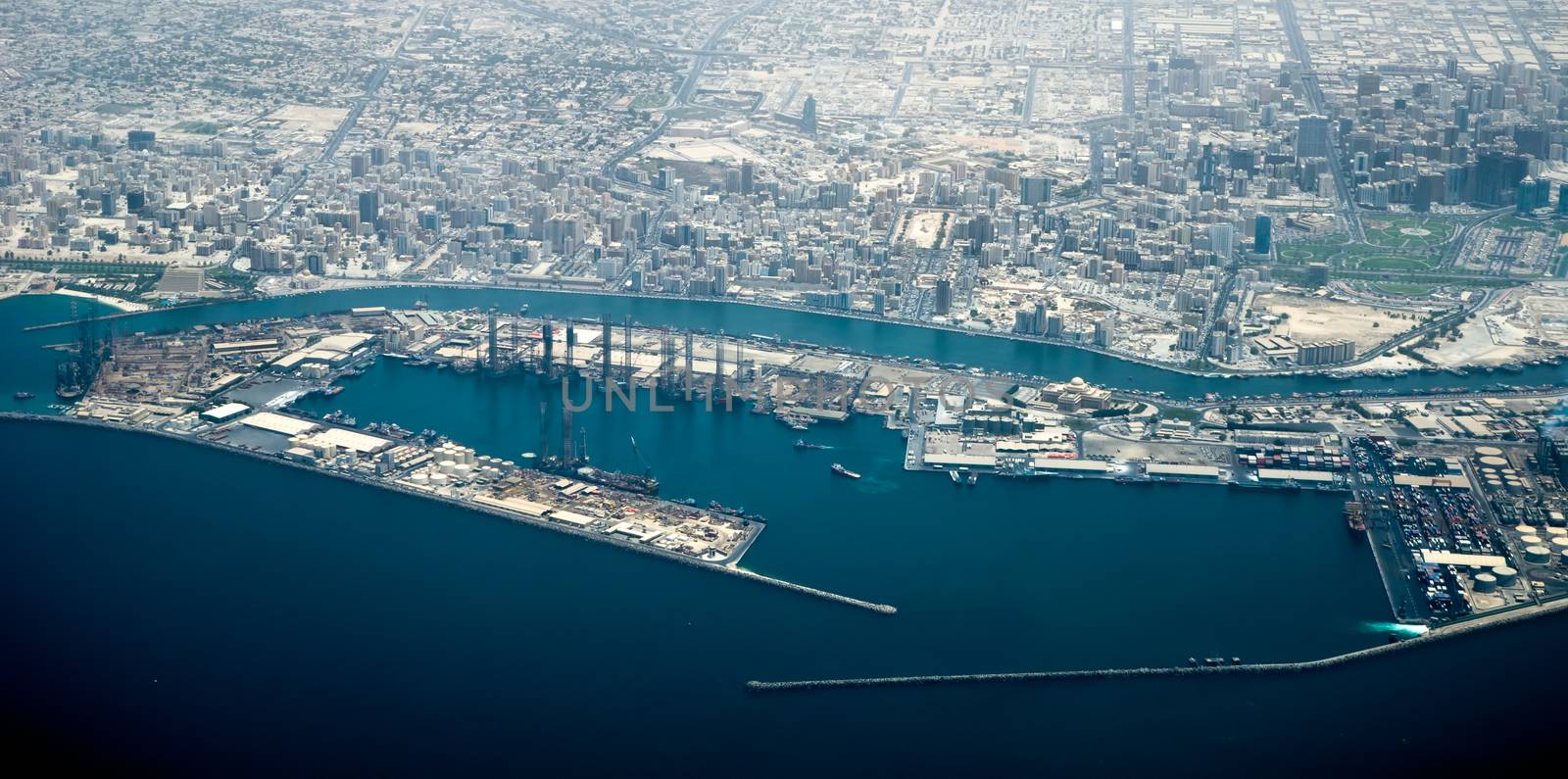 Aerial view of Dubai seaport (United Arab Emirates)