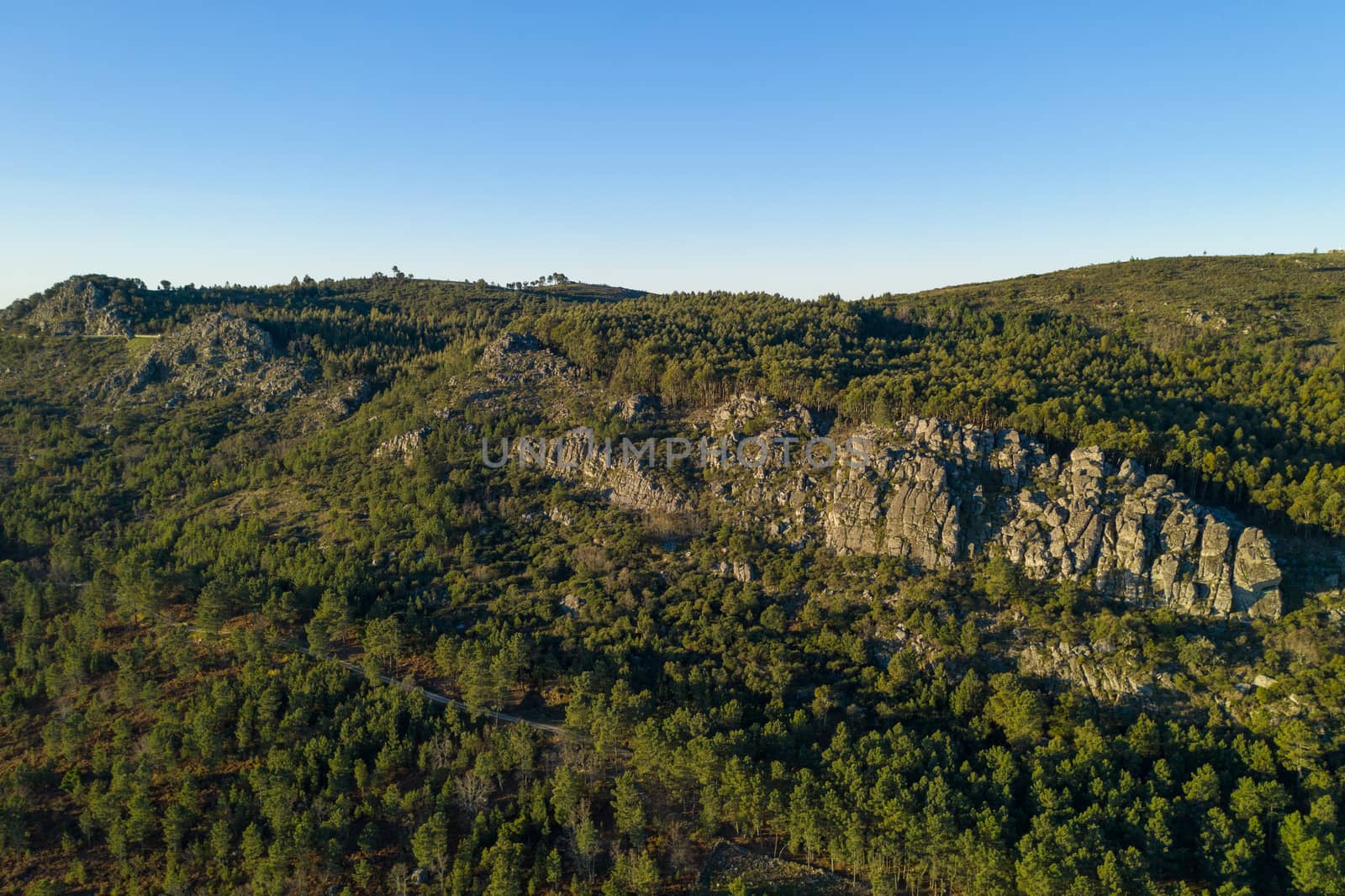 Landscape drone aerial view of Serra de Sao Mamede in Castelo de Vide, Portugal by Luispinaphotography