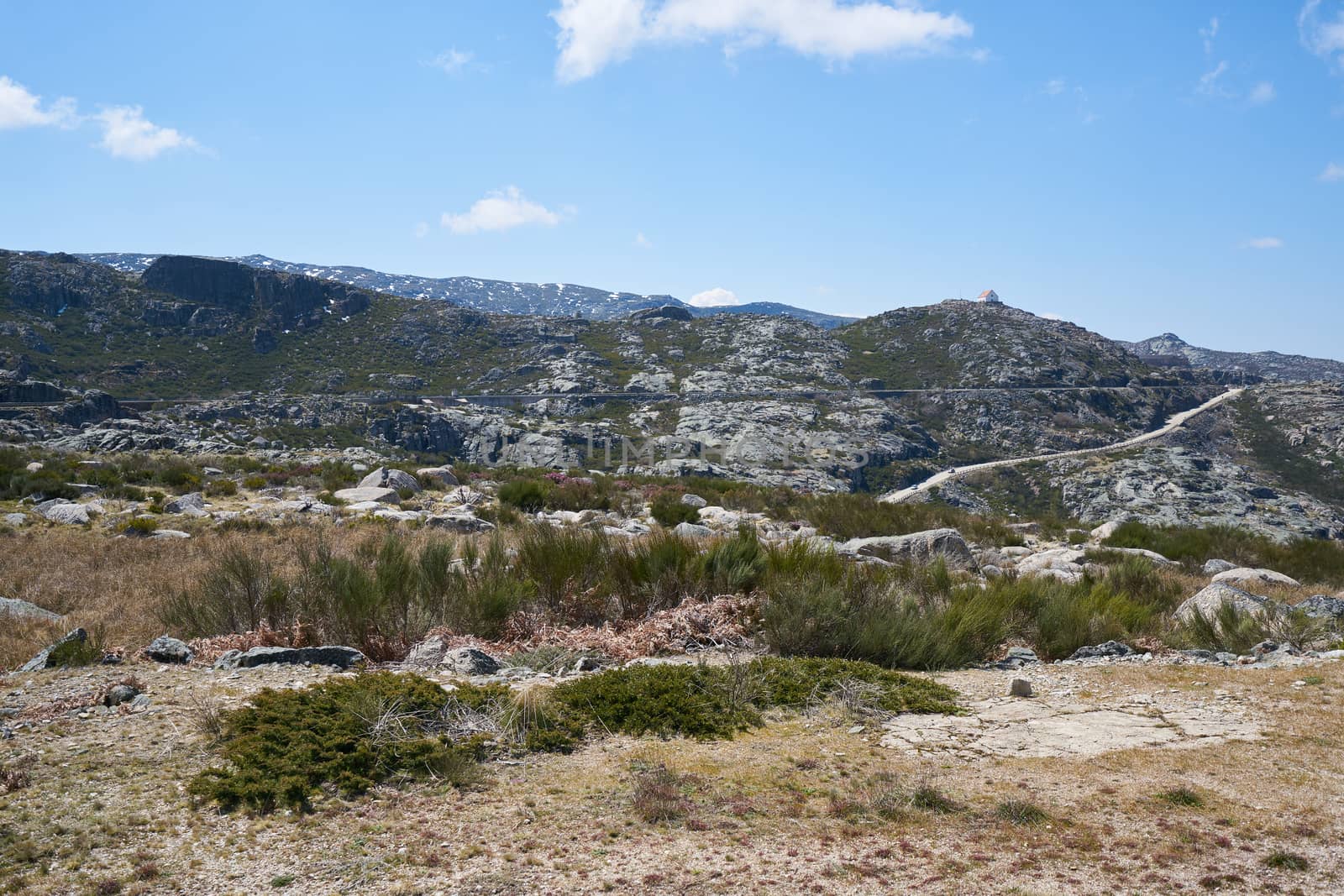 Landscape of Serra da Estrela lagoons route, in Portugal