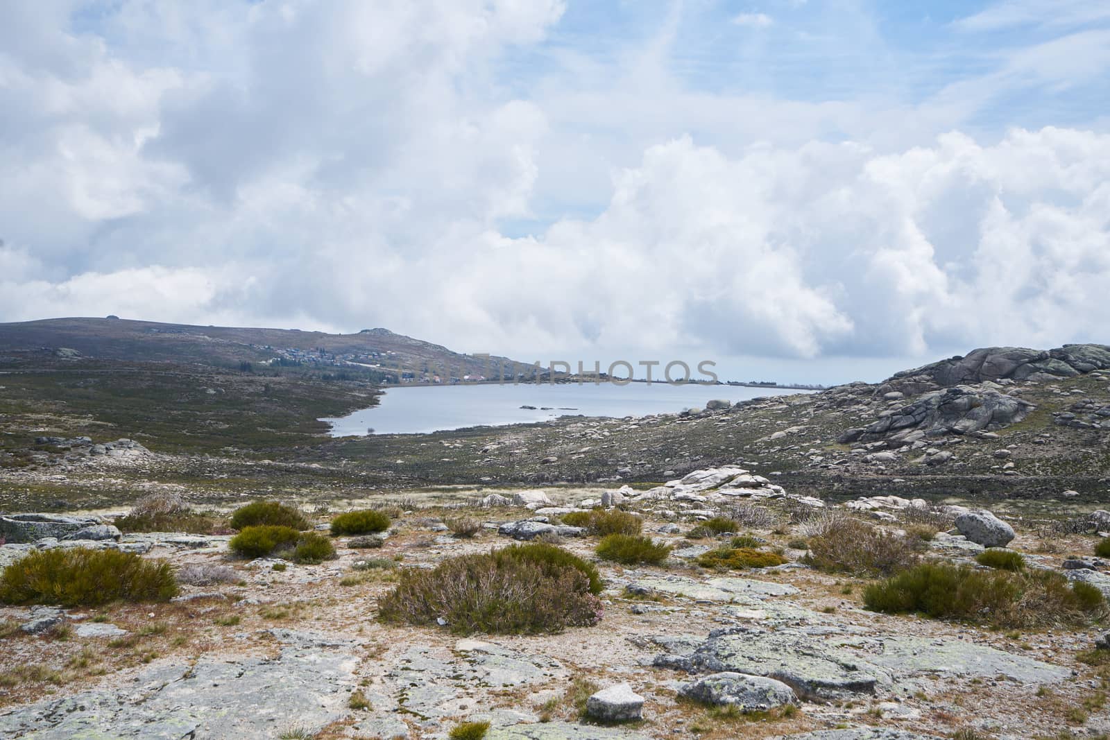 Landscape in lake Lagoa comprida lagoon in Serra da Estrela, Portugal