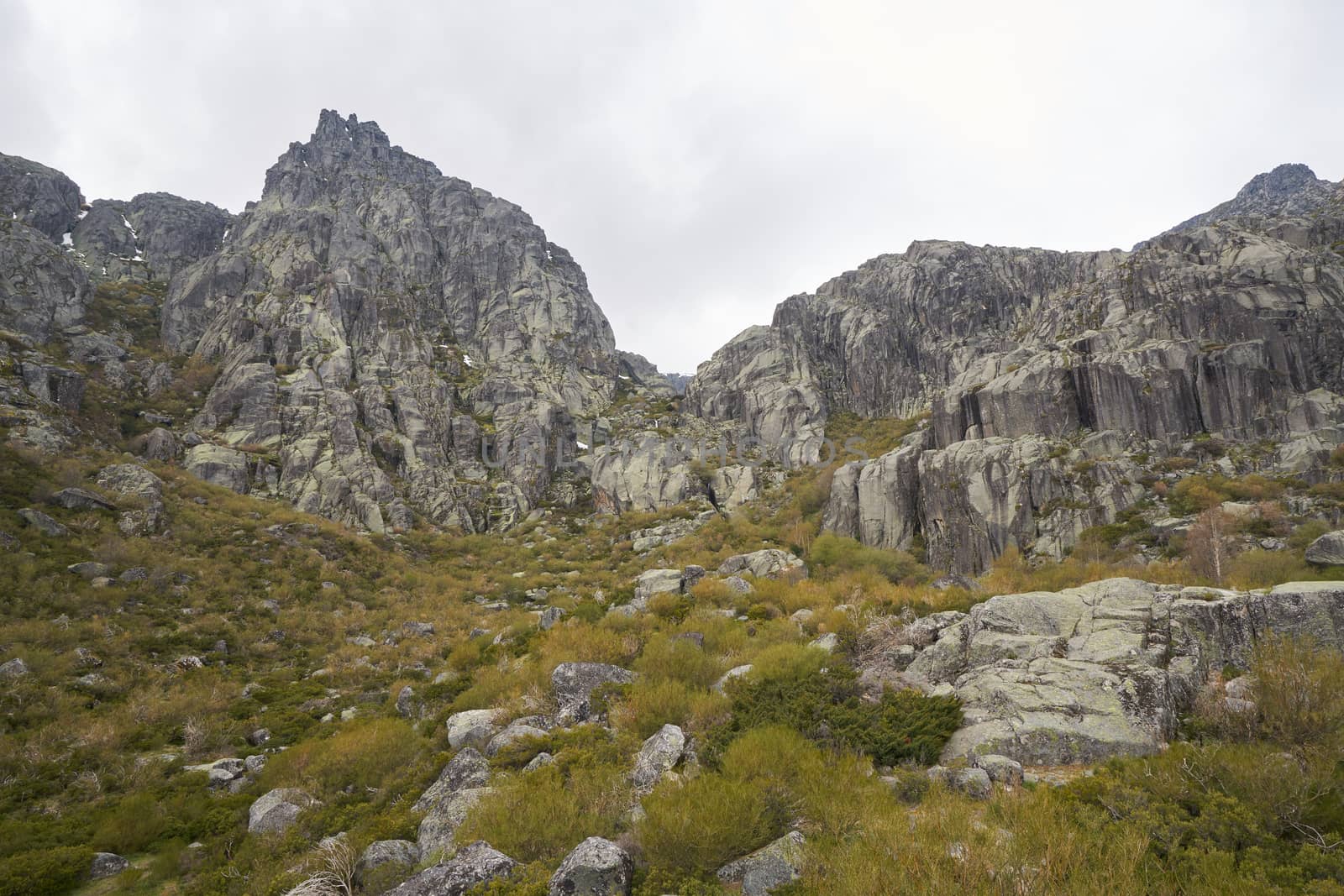 Landscape mountains and trees in Covao d ametade in Serra da Estrela, Portugal