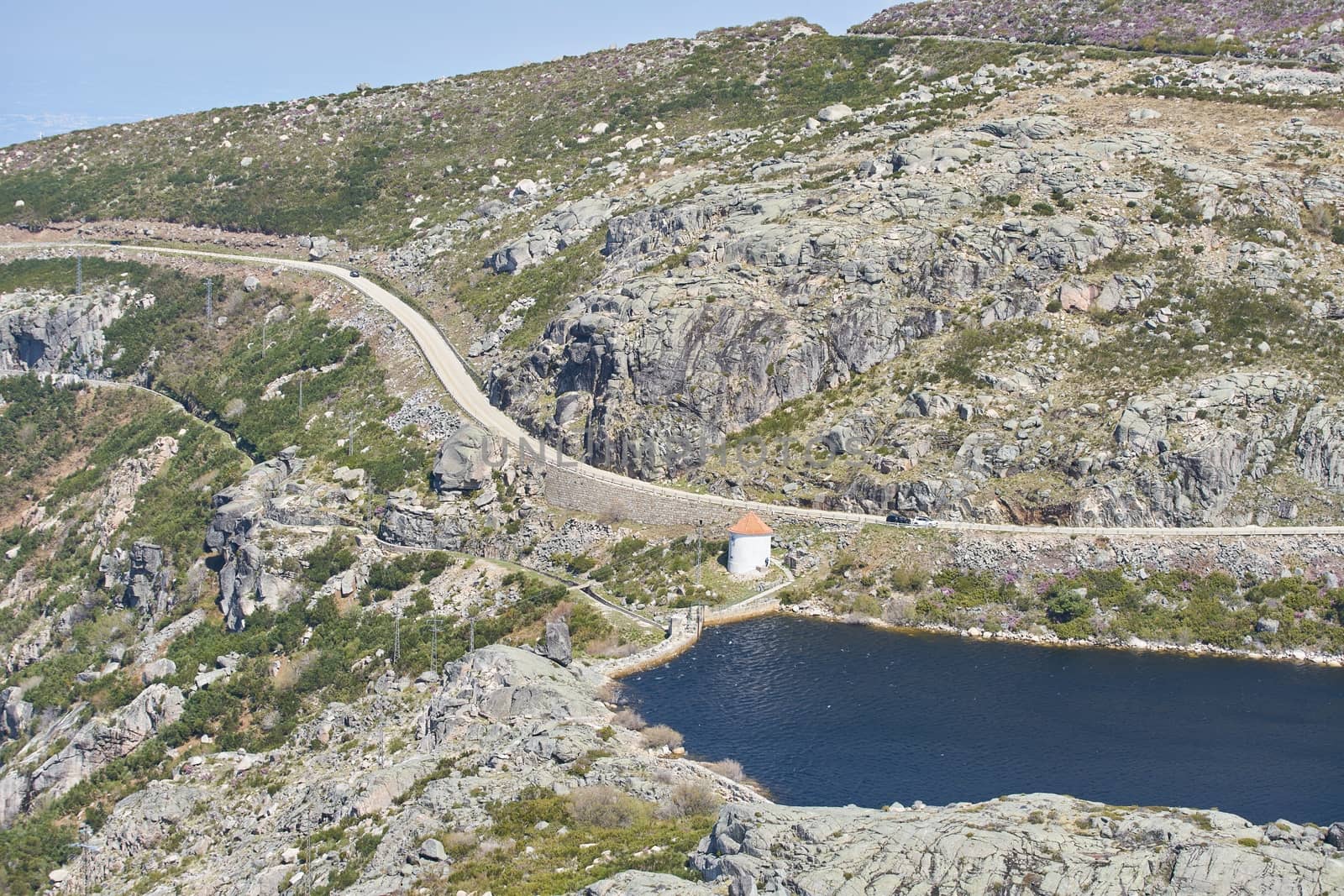 Landscape in lake Lagoa Covao do Curral in Serra da Estrela, Portugal