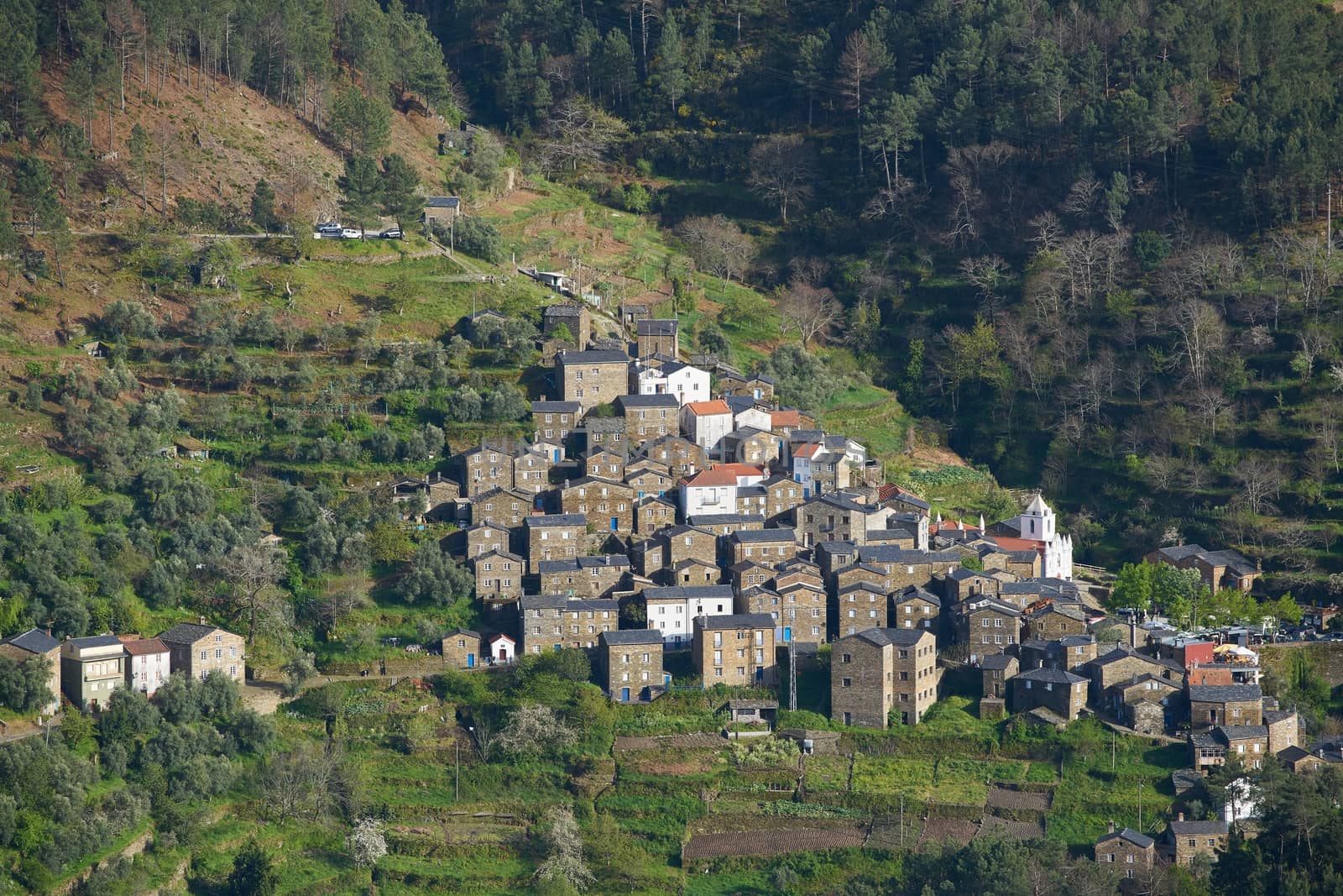 Panoramic view of Piodao schist shale village in Serra da Estrela, Portugal by Luispinaphotography