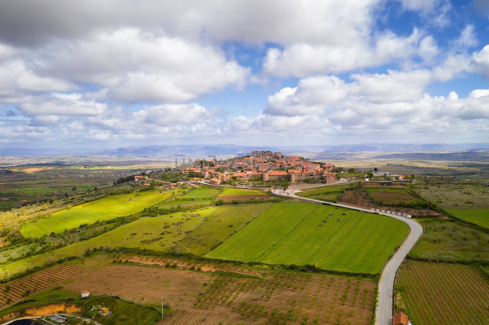 Castelo Rodrigo drone aerial view village landscape, in Portugal by Luispinaphotography