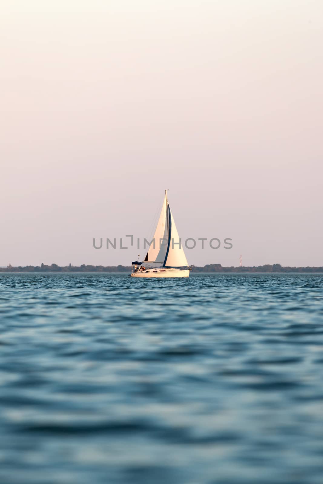 White sailboat on the lake Balaton of Hungary