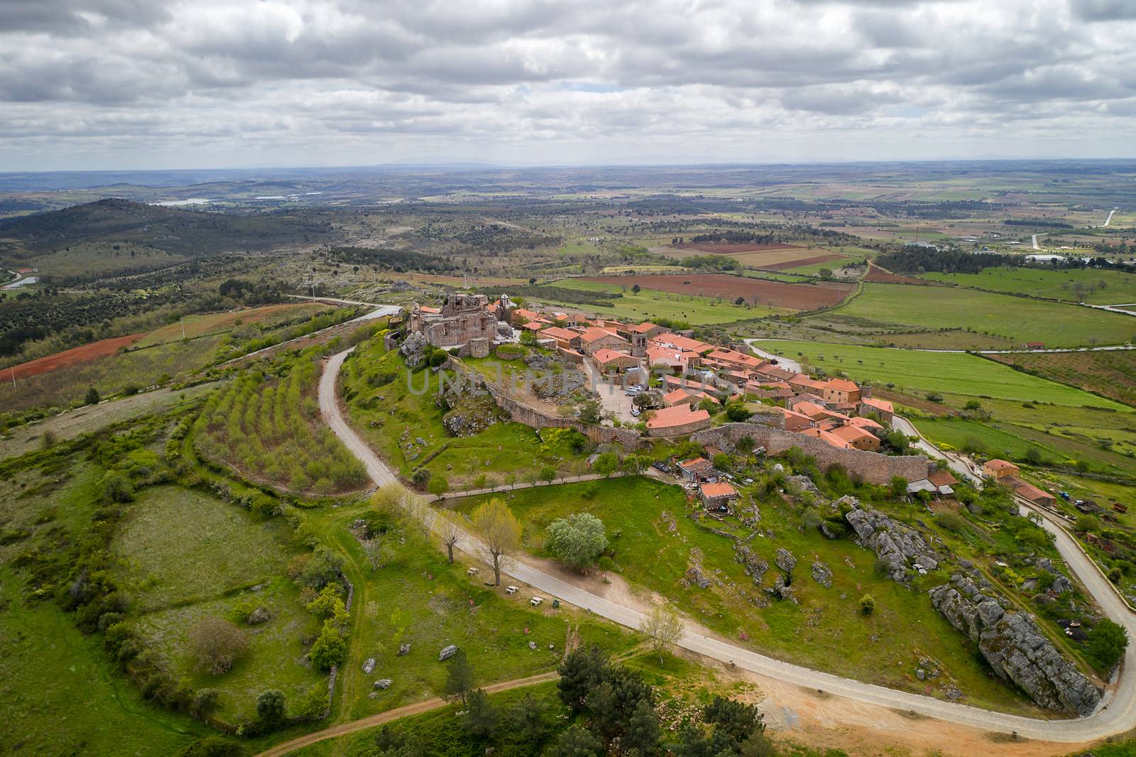 Castelo Rodrigo drone aerial view village landscape, in Portugal by Luispinaphotography