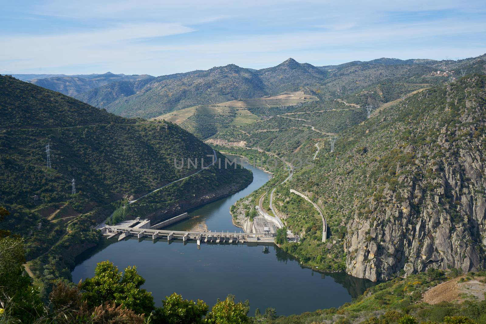 Dam in Douro wine region, in Portugal