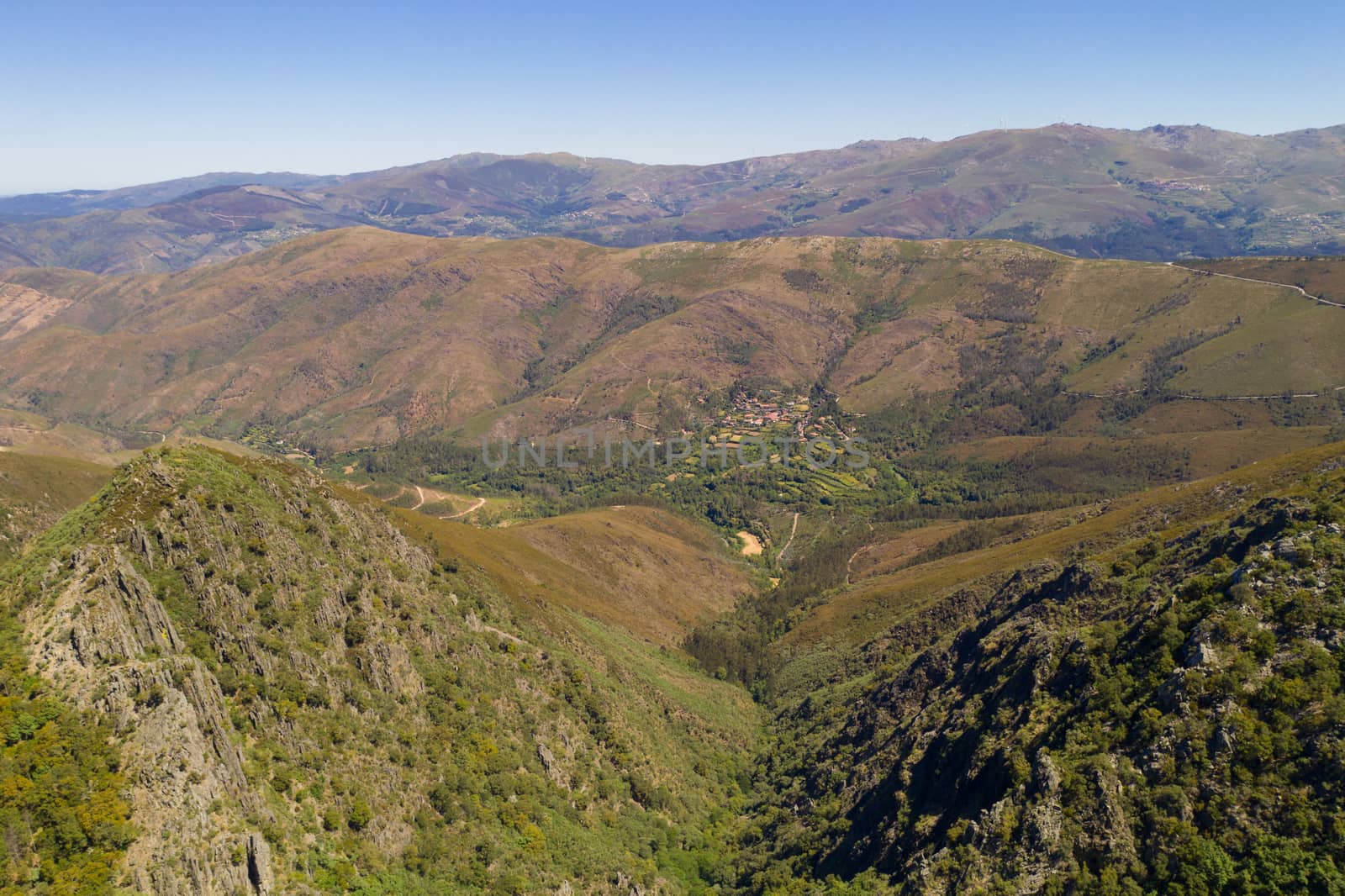 Covas do Rio drone aerial view in Serra da Freita Arouca Geopark, in Portugal by Luispinaphotography