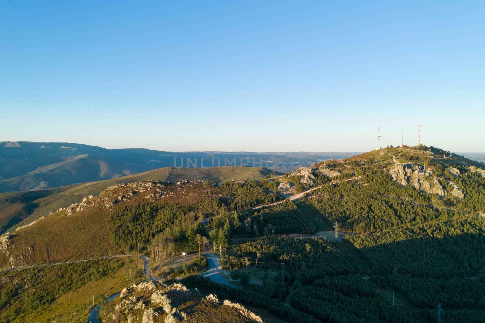 Serra da Freita drone aerial view landscape of Sao Macario viewpoint, in Portugal by Luispinaphotography