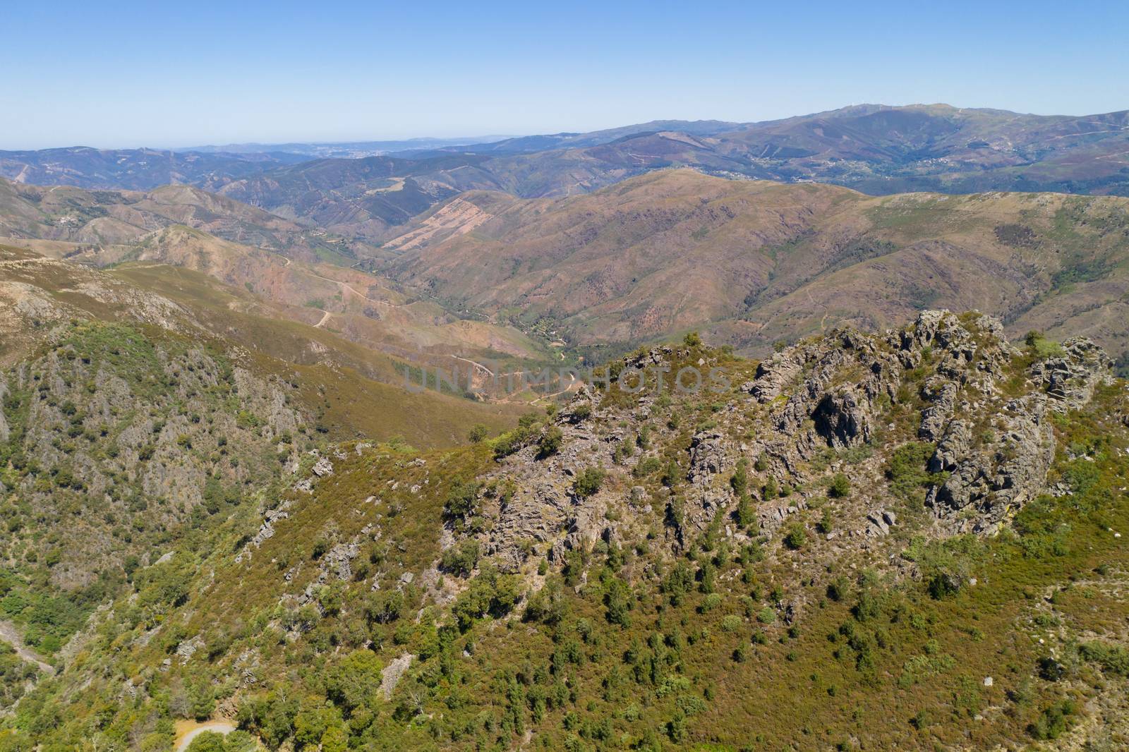 Serra da Freita drone aerial view in Arouca Geopark, in Portugal by Luispinaphotography