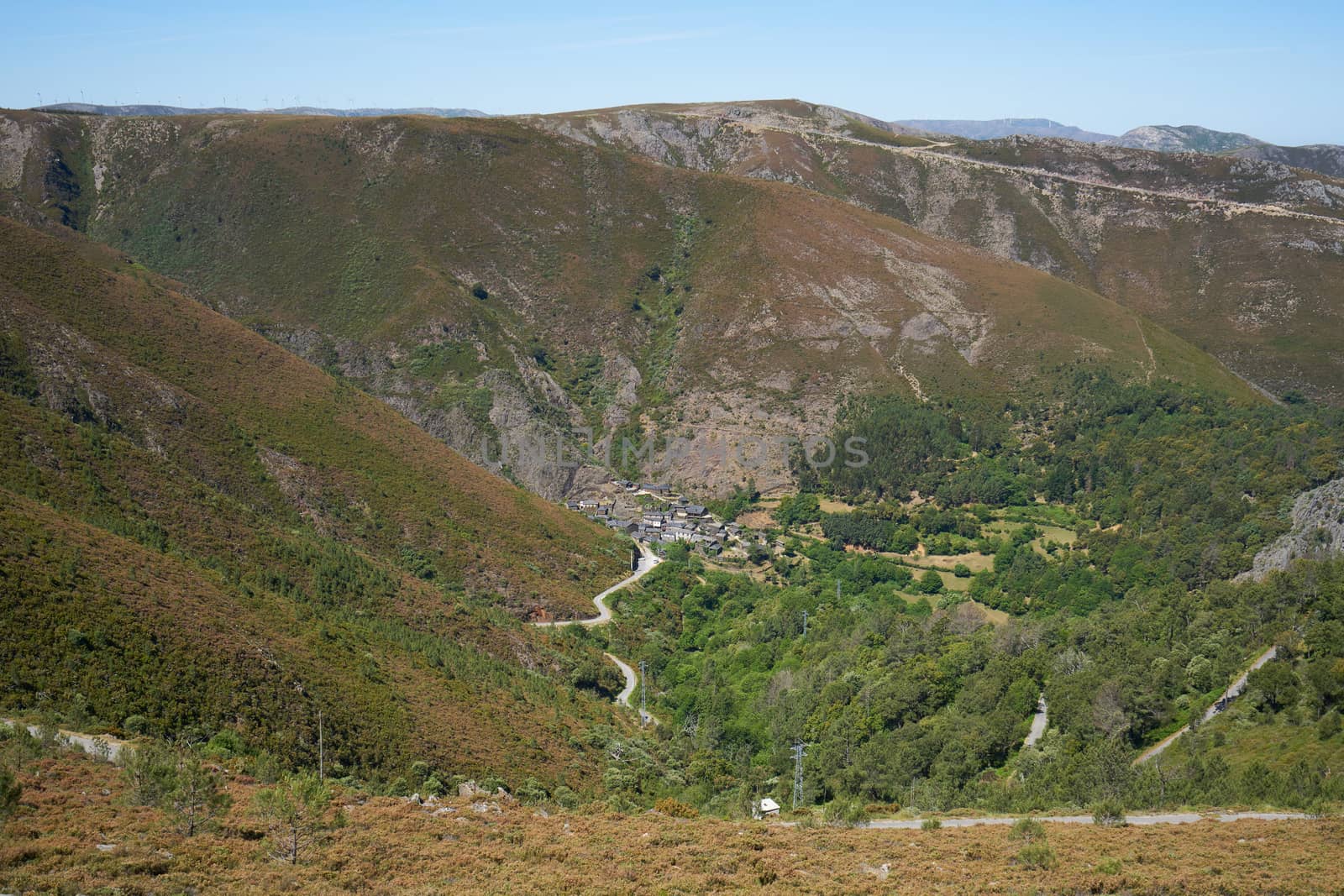 Aldeia da Pena drone aerial village in Arouca Serra da Freita, Portugal