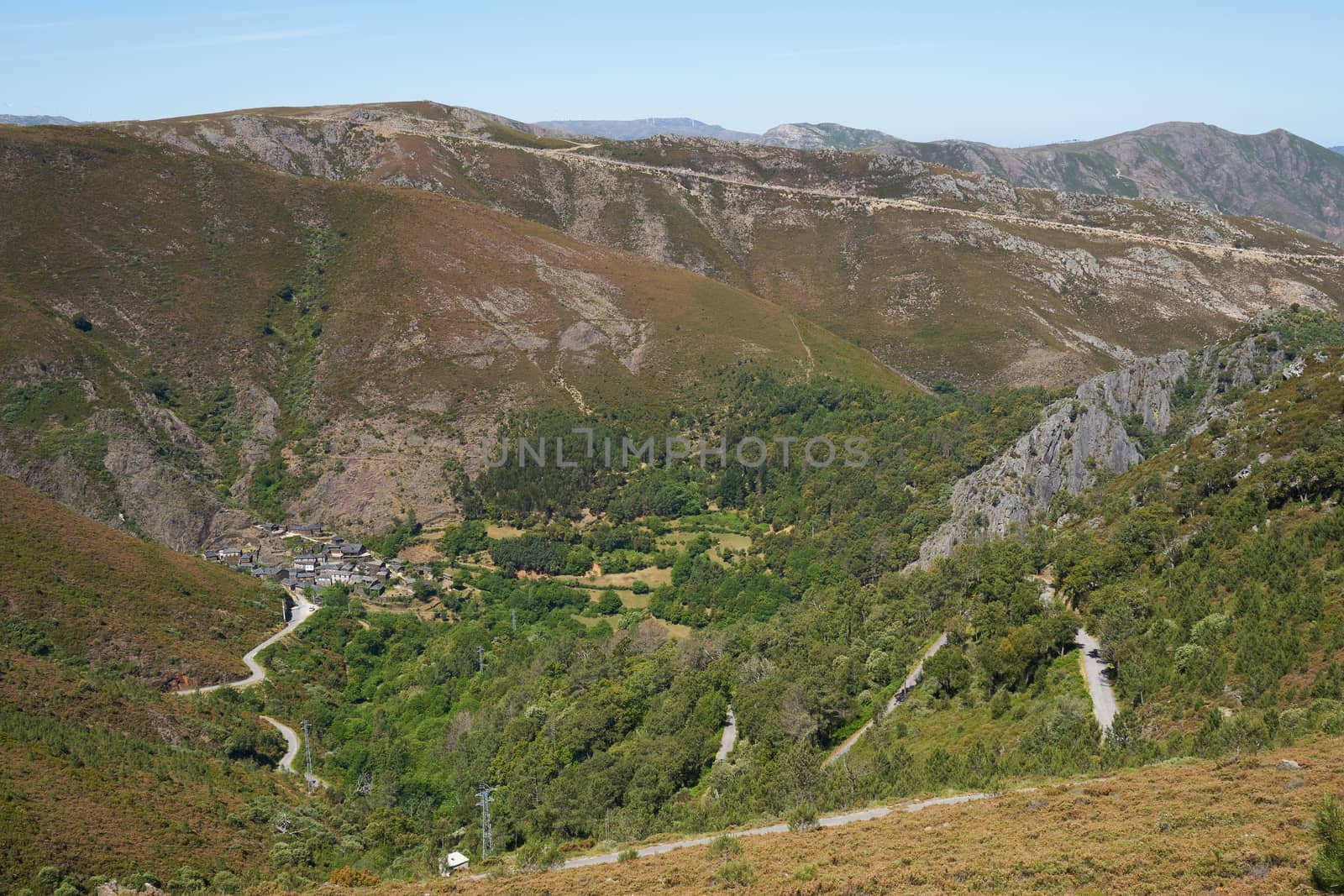 Aldeia da Pena drone aerial village in Arouca Serra da Freita, Portugal