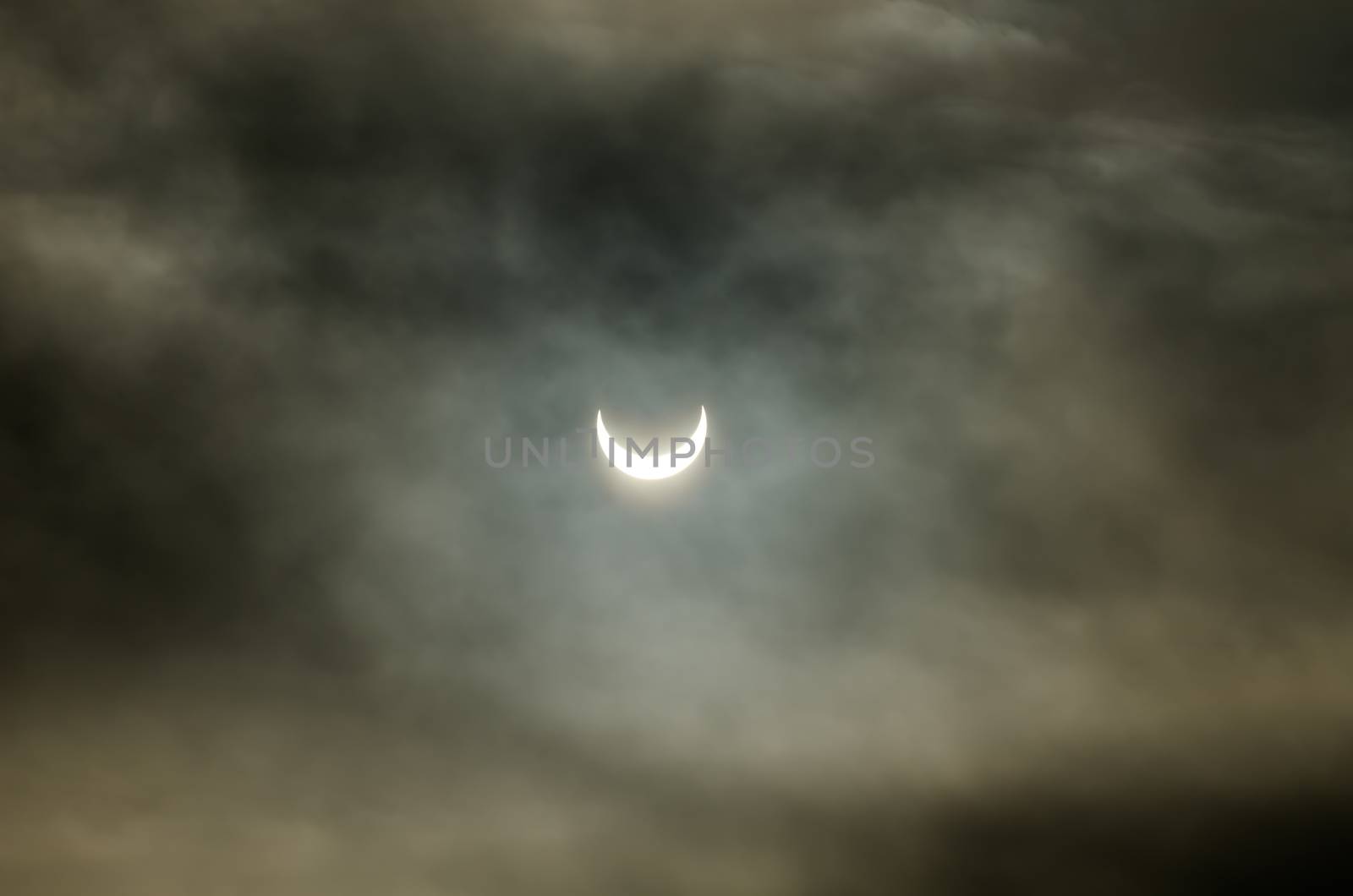 The final stage of the solar eclipse in Europe at the beginning of the January, 2011