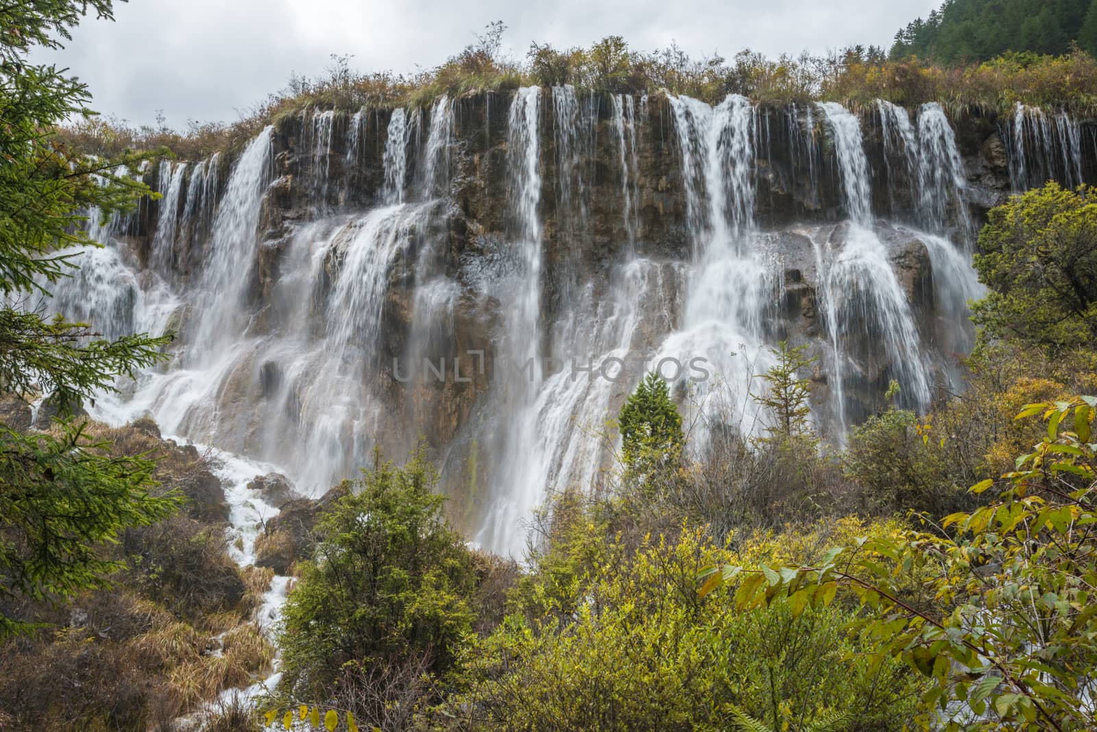 Multi-tiered big waterfall at Jiuzhaigou Valley National Park (s by nemo269