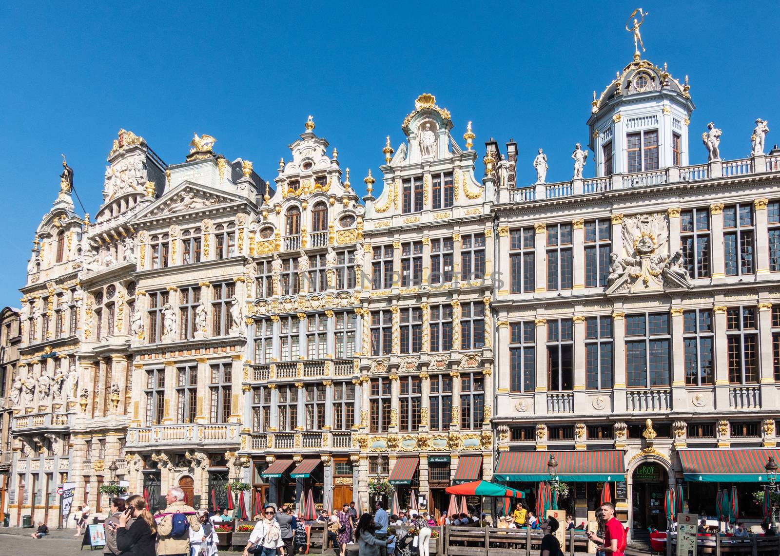 Facades and gables of northwest side of Grand Place, Brussels Be by Claudine