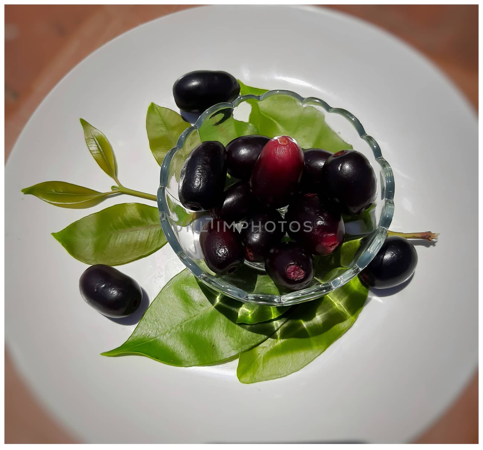 Black plum with its leaf contains vitamin C and iron hemoglobin heart healthy and treats diabetes summer season fruit