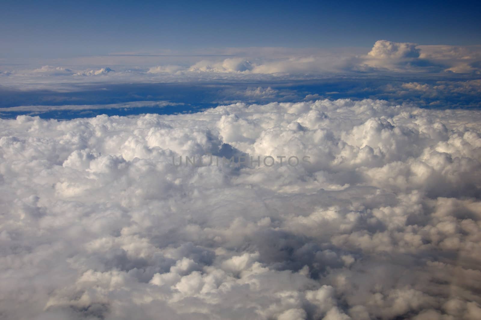 Aerial view of the general cumulus clouds in the blue sky