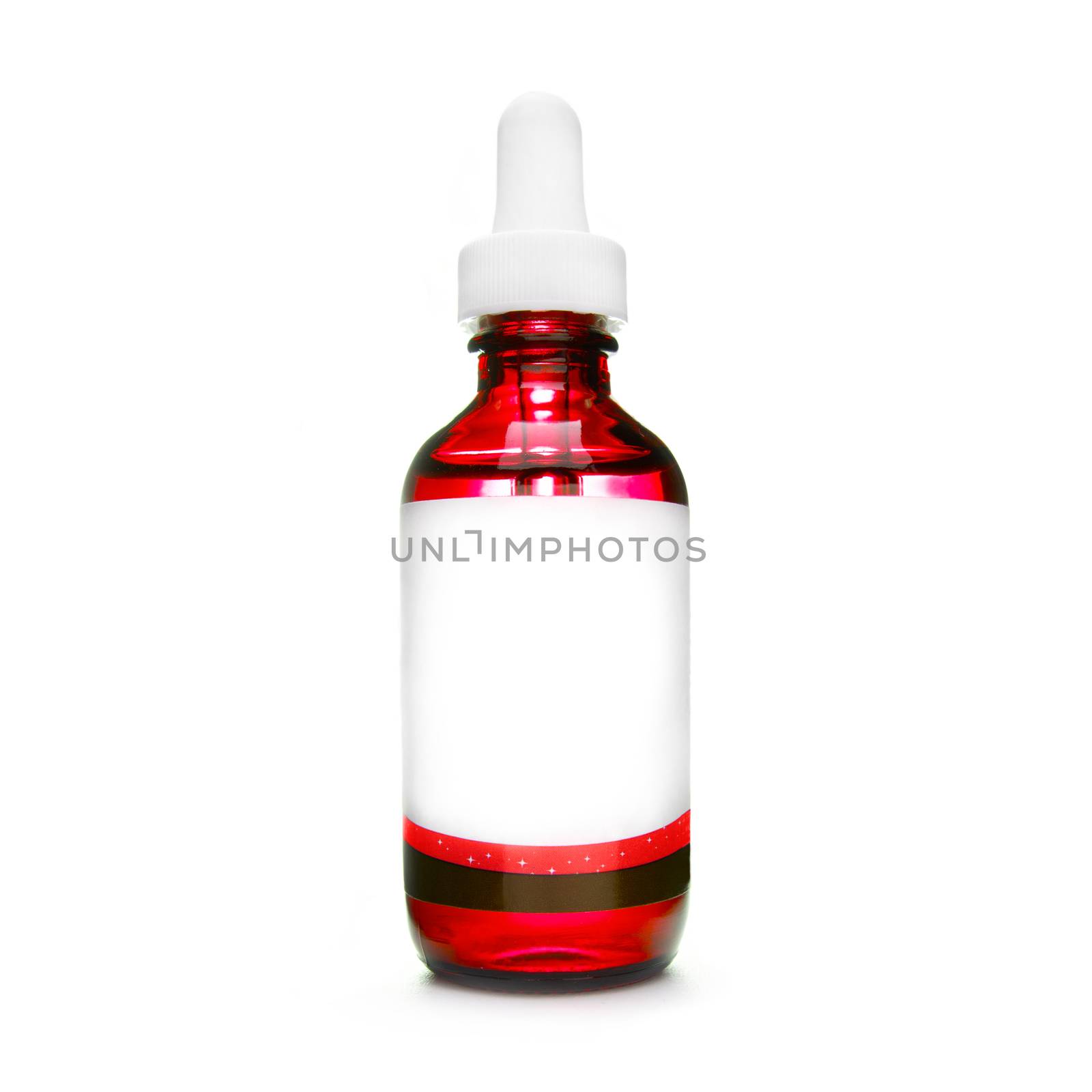 red bottle with pipette. dropper bottle with serum. cosmetic oil on white background. essential oils isolated. natural oil bottle. container