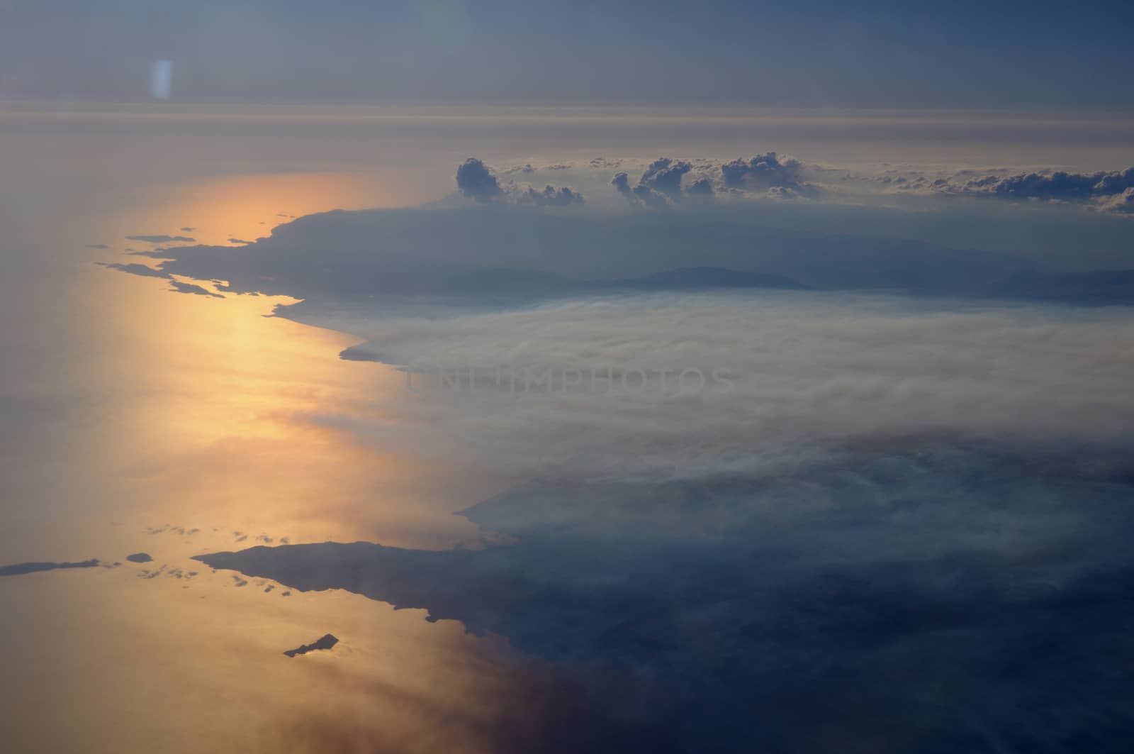 Beautiful aerial view of the cloudiness sky over Read Sea