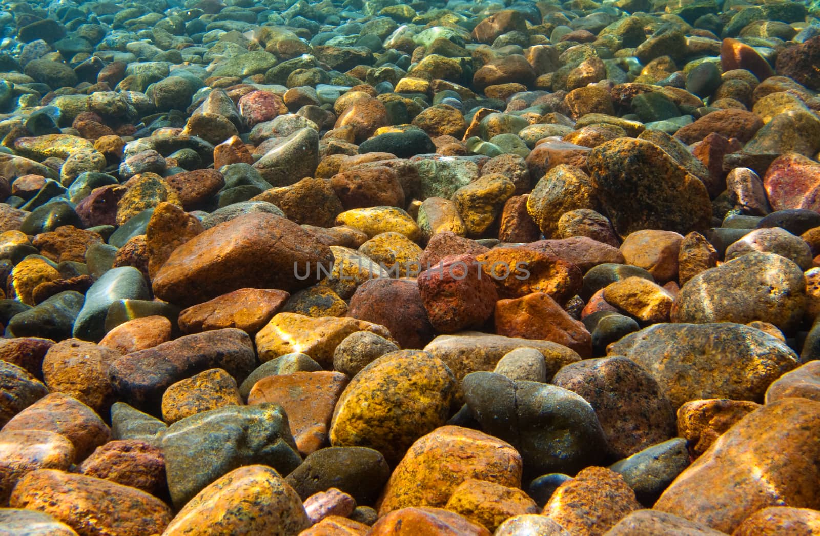 A lot of underwater stones with different colors for sea-related wallpaper and background