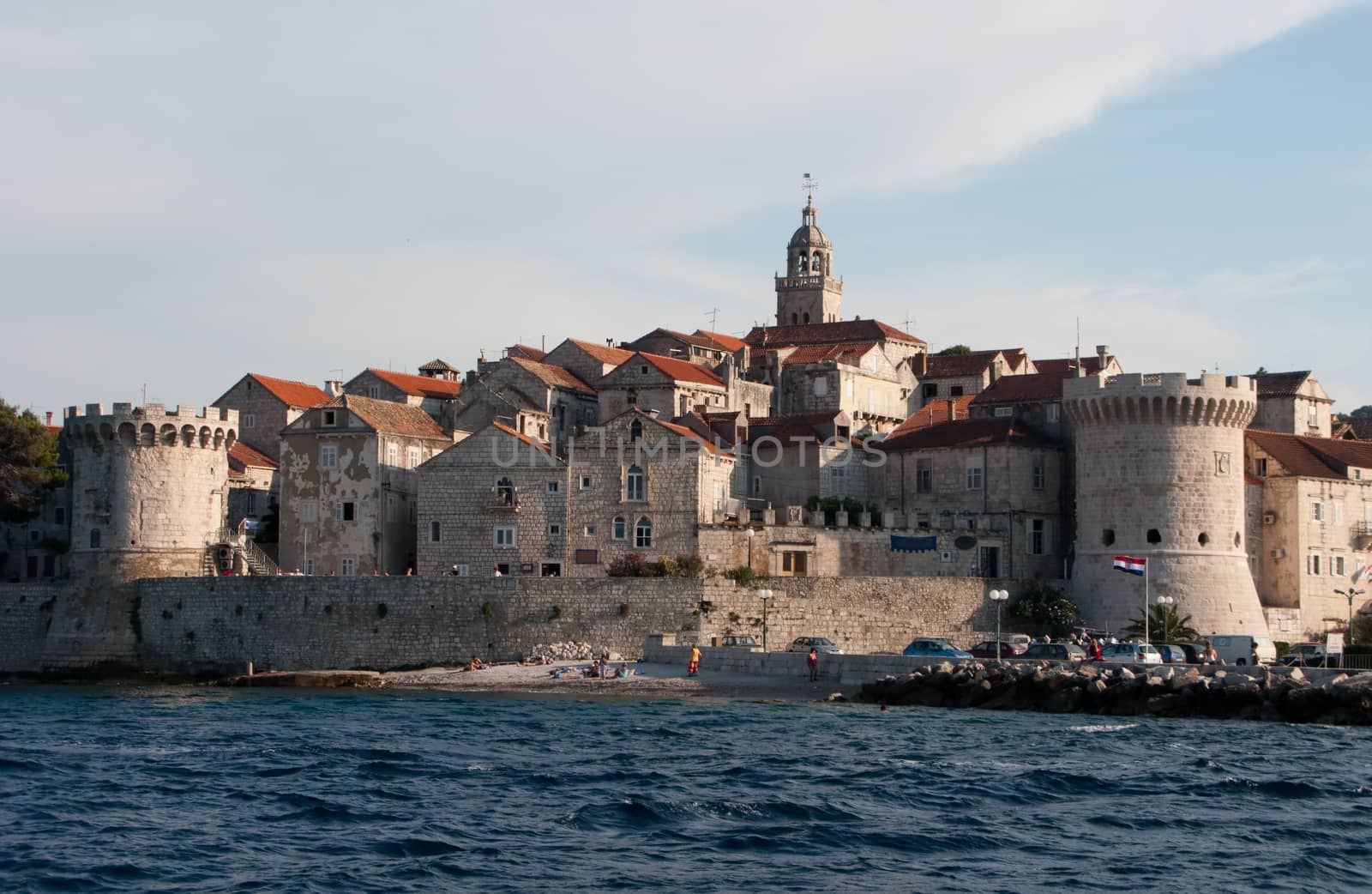 This is a picutre of the Korcula's fortress from sea point of view. Croatia.