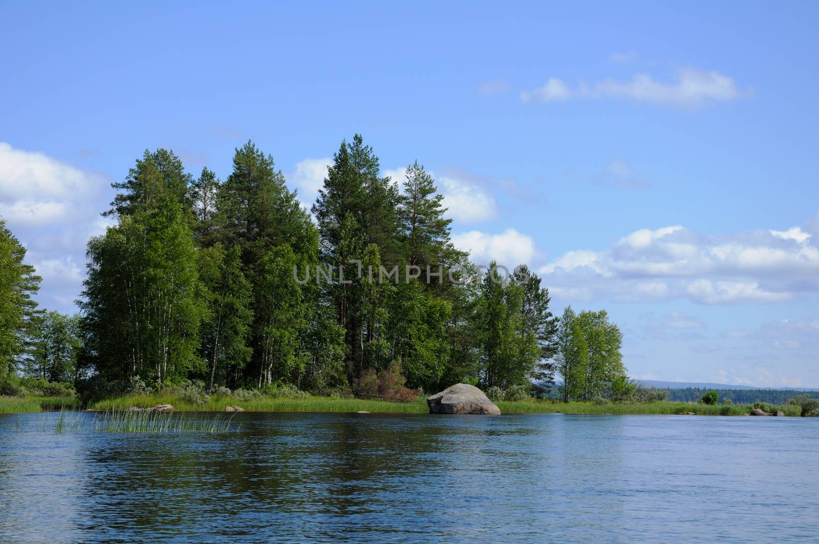 Karelian lake with huge boulders by nemo269