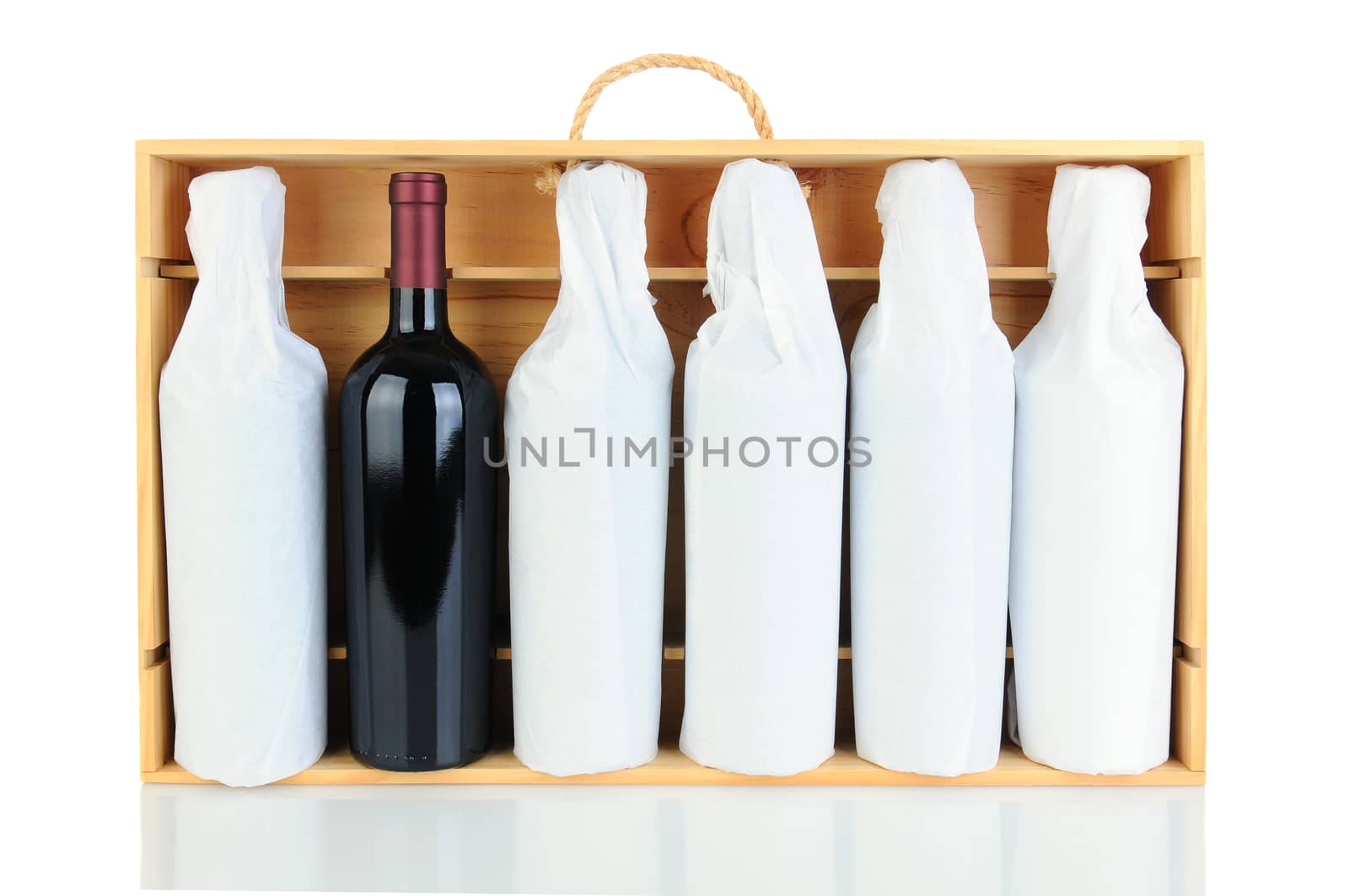 Tissue Wrapped Wine Bottles in Wood Case  by sCukrov