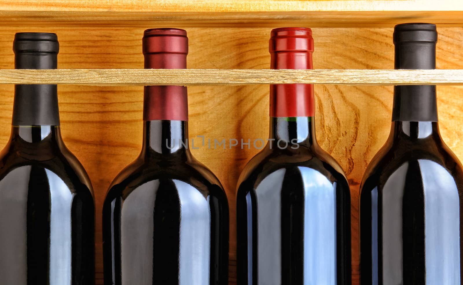 Red Wine Bottles in Wood Case by sCukrov