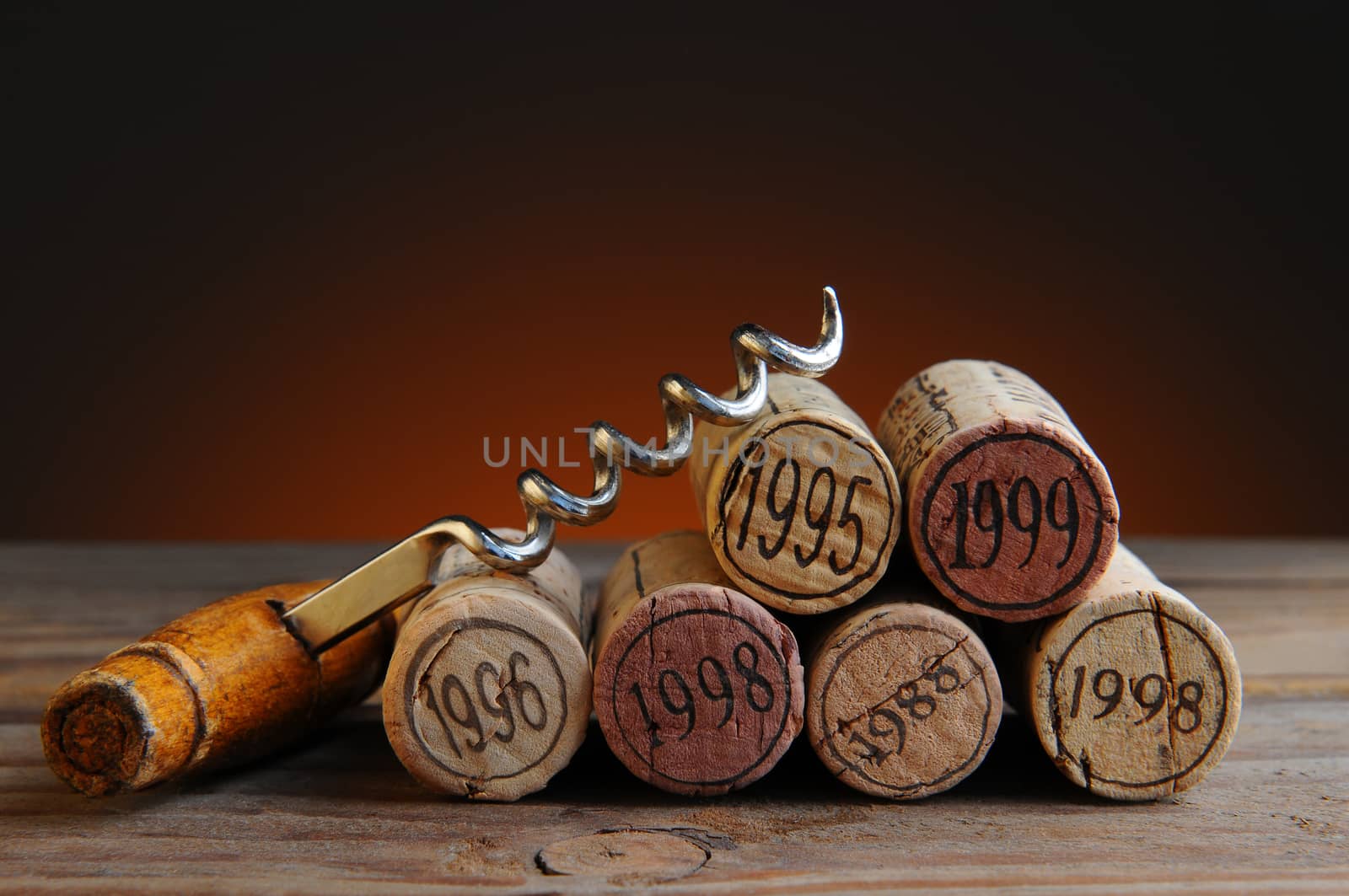 Dated Wine Corks and Corkscrew by sCukrov