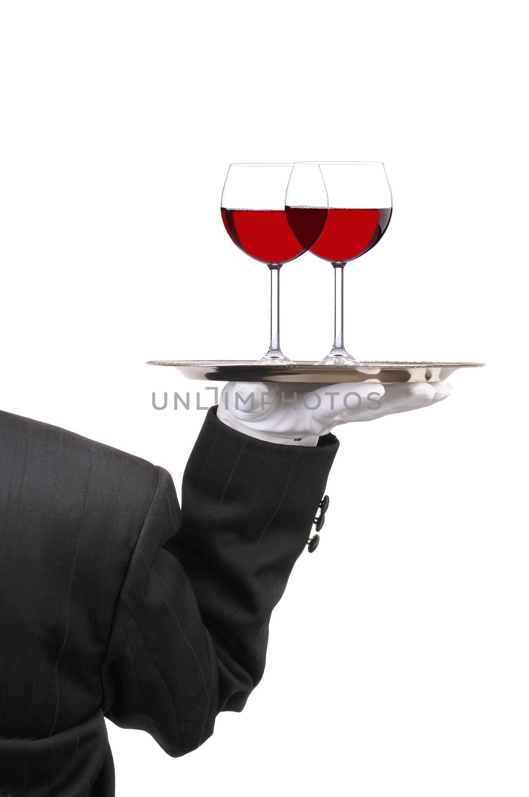 Butler with Wine Glasses on Tray by sCukrov