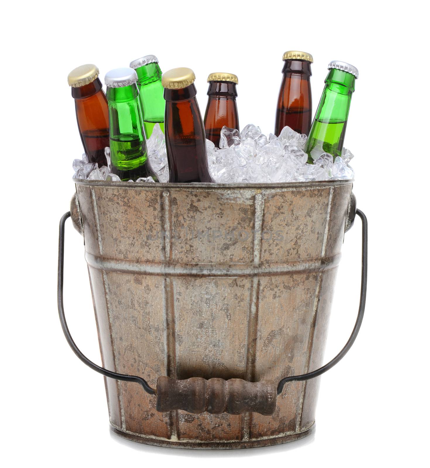 Beer Bottles in an old fashioned ice bucket.