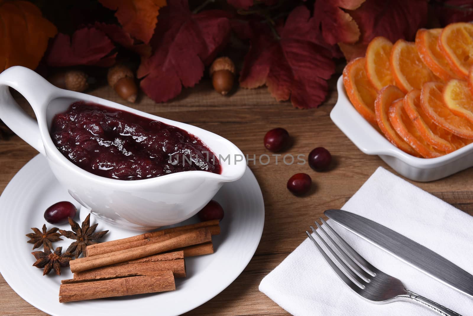 Cranberry Sauce on Thanksgiving Table by sCukrov