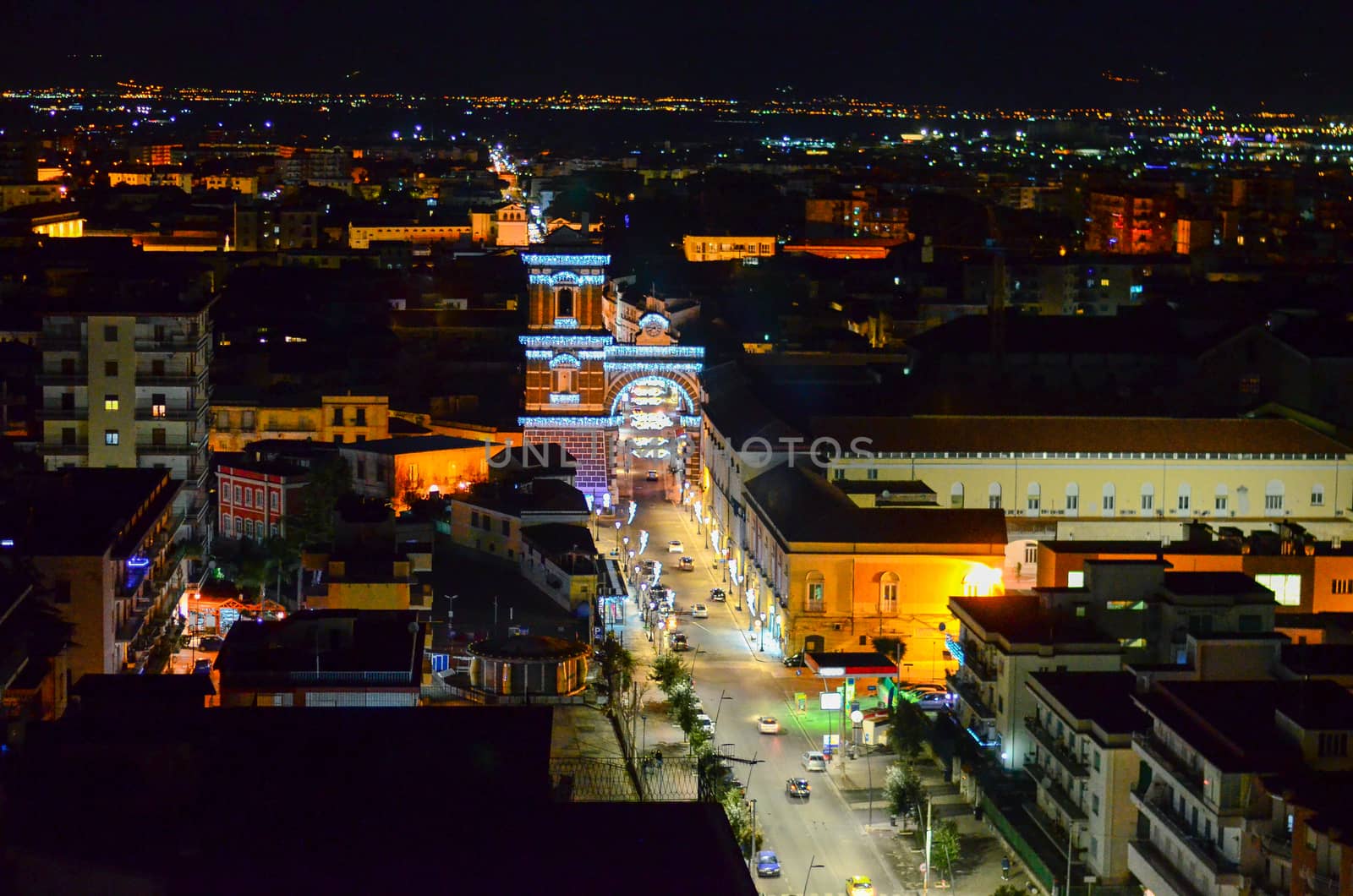 Aversa town near Naples, Italy. Night view