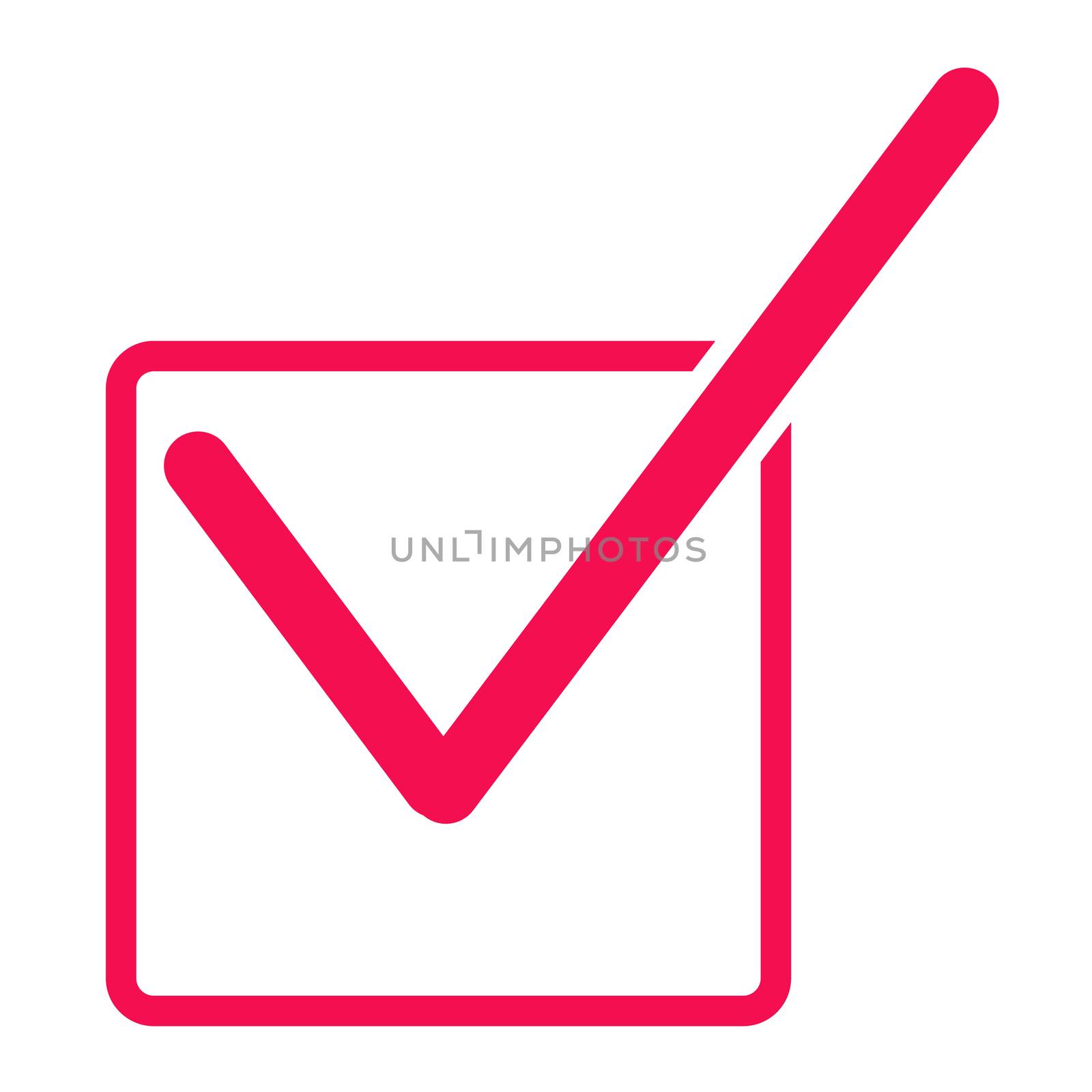 red check mark icon on white background. Check mark icon for your web site design, logo, app, UI. flat style.