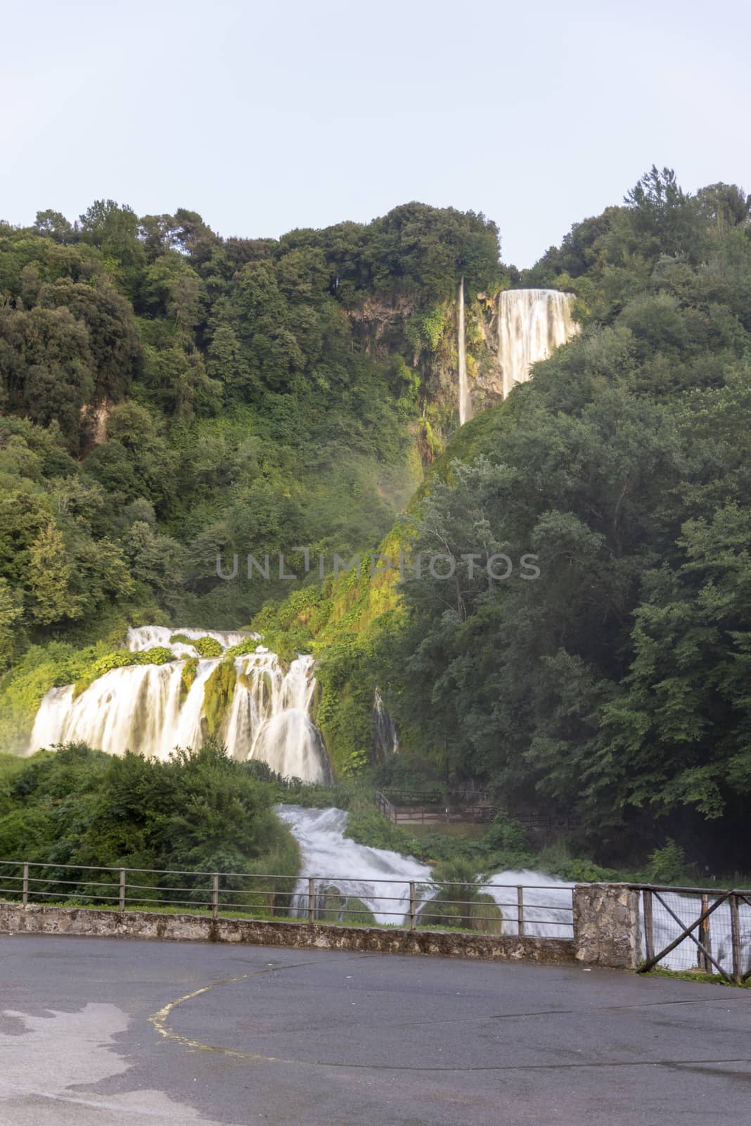 marmore waterfall the highest in europe in the early evening