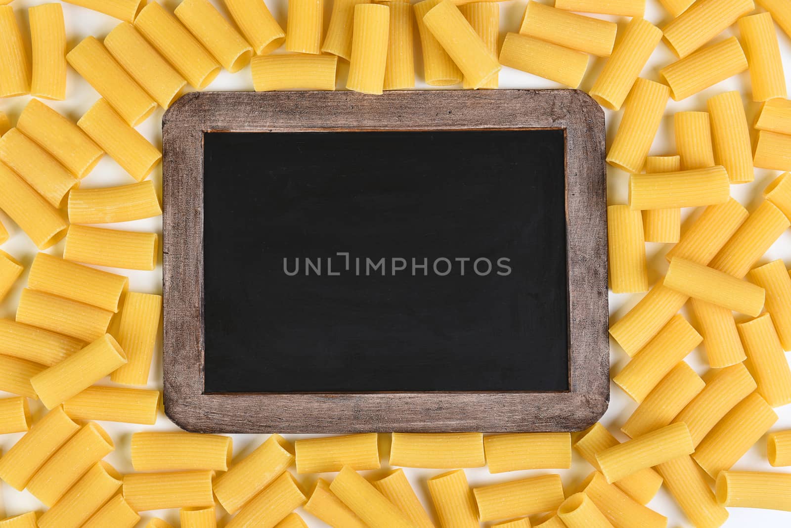 Chalkboard and Rigatoni Pasta by sCukrov