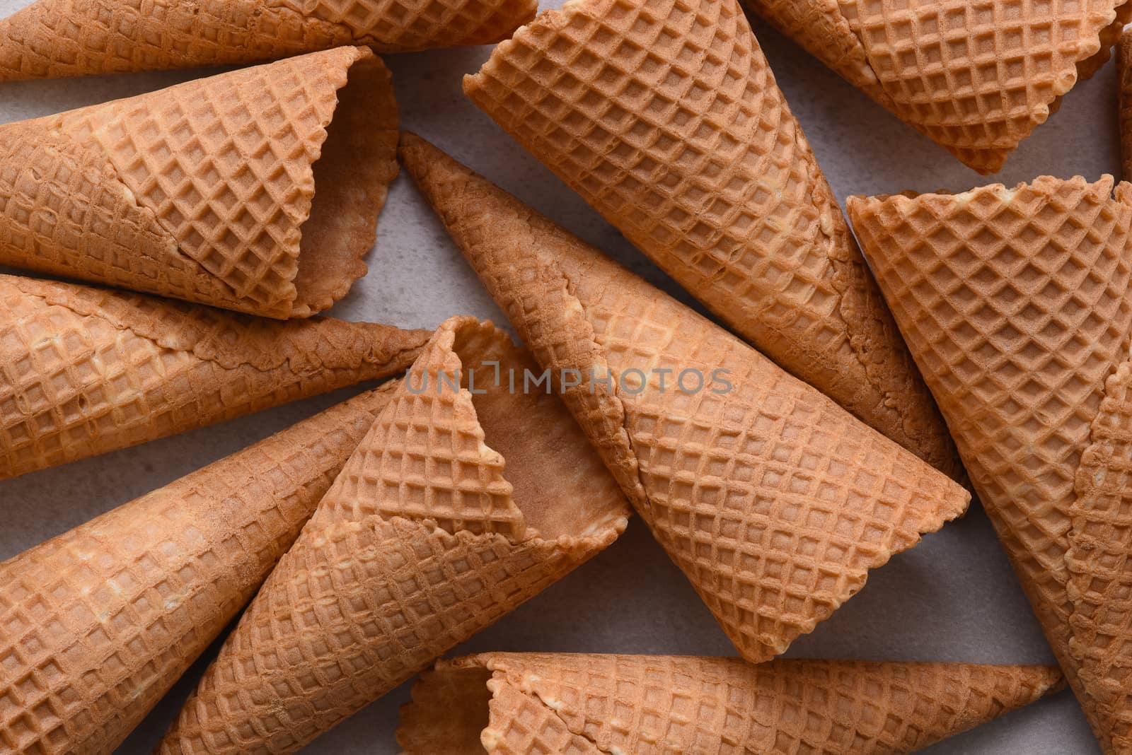 A group of sugar waffle ice cream cones by sCukrov