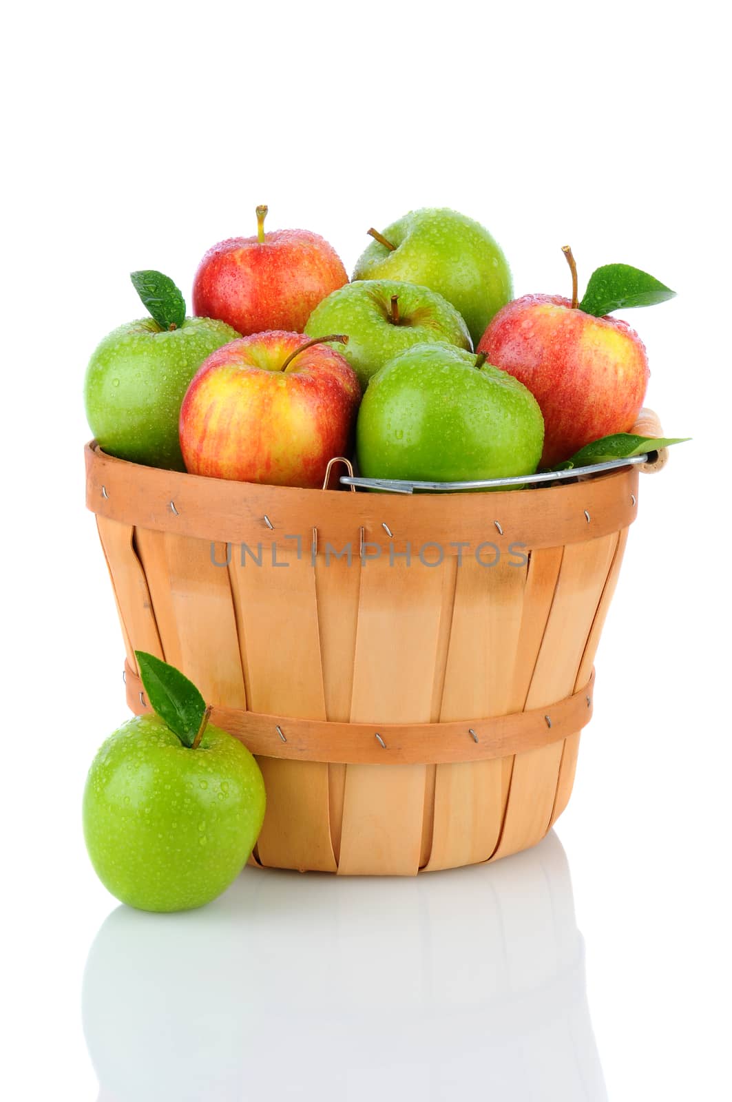 Granny Smith and Gala Apples in a Basket by sCukrov